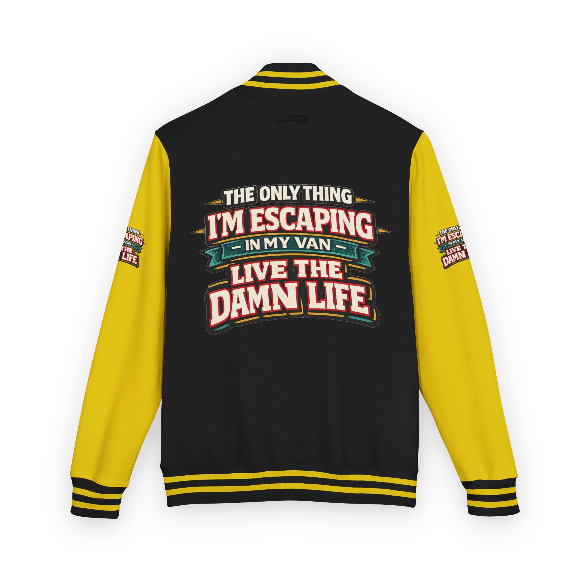 Unisex Heavyweight Letterman Jacket — "The Only Thing I´m Escaping" Design F**K-Line