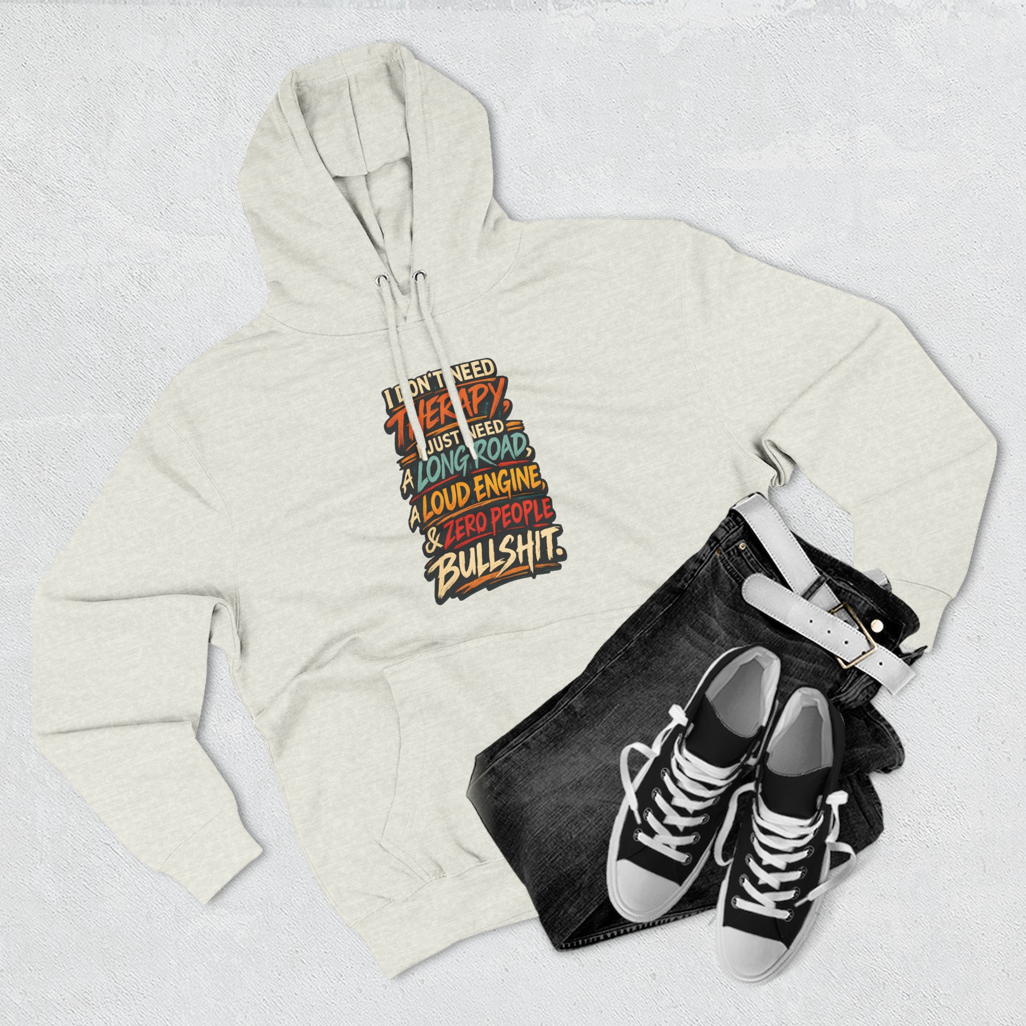 Three-Panel Fleece Hoodie - "I Dont Need Therapy" Design F**K-Line