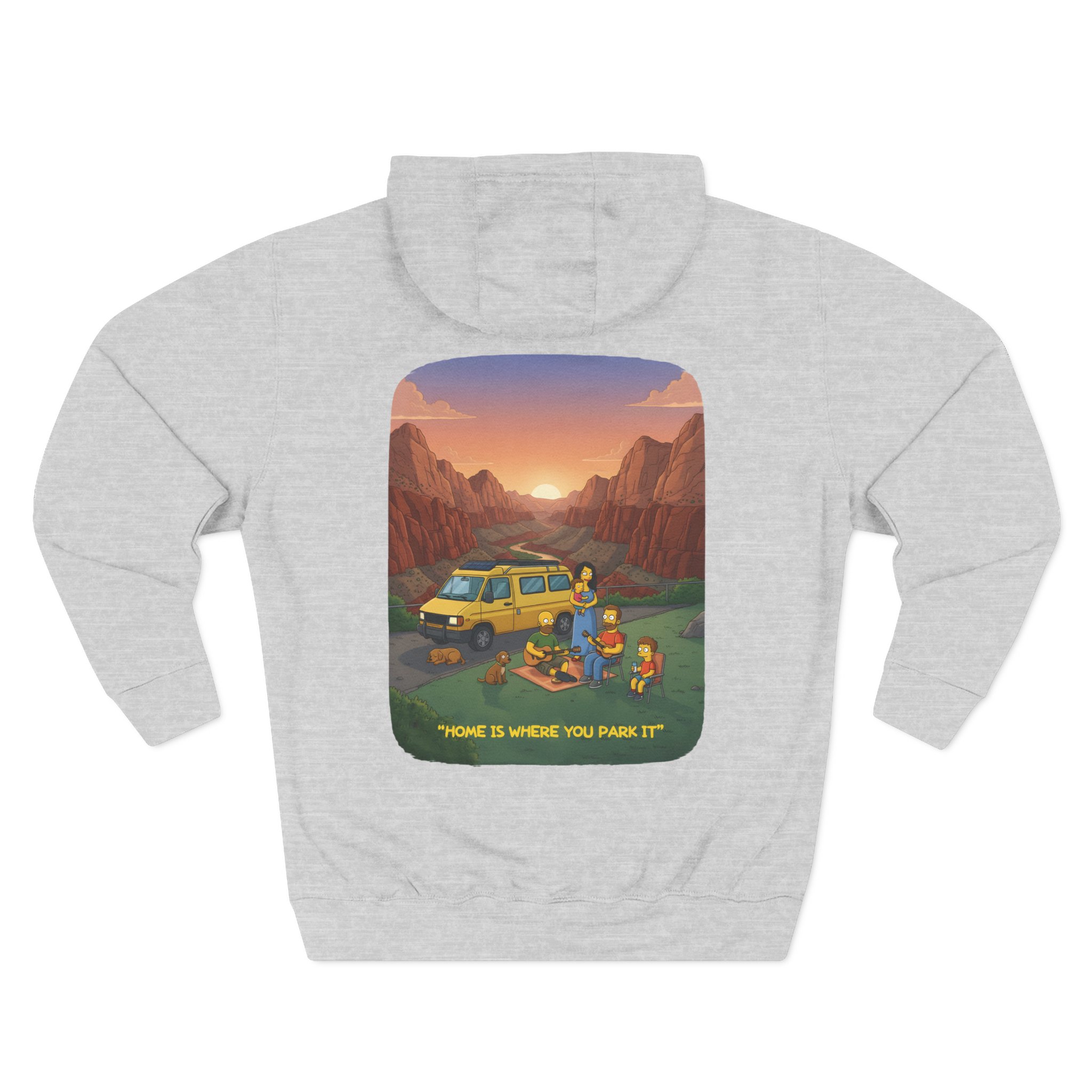 Three-Panel Fleece Hoodie - "Home Is Where You Park It" Design Sitcom-Line