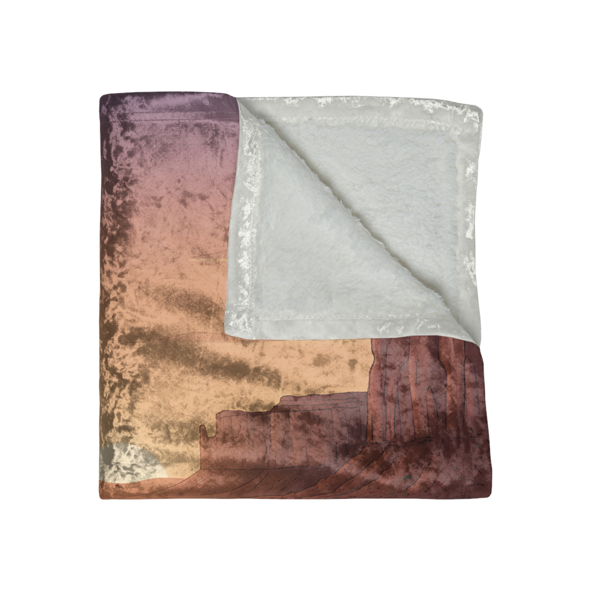 Crushed Velvet Blanket —"Roam Where You Are Rooted" Design Sitcom-Line (Campervan)