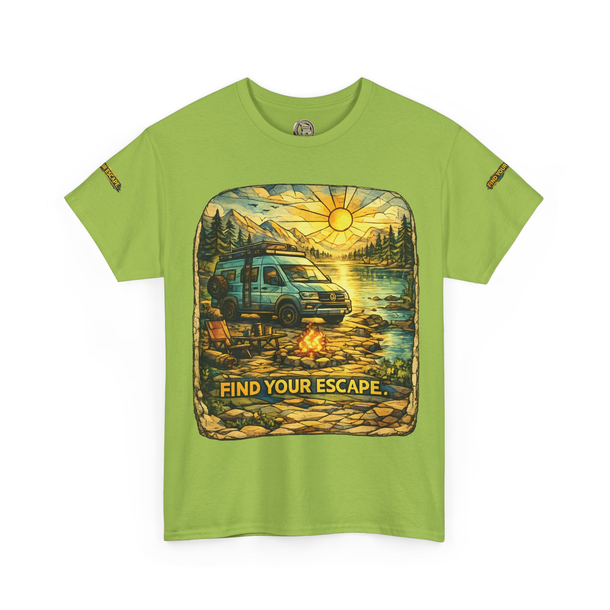 Unisex Heavy Cotton Tee — "Find Your Escape" Design Cubic-Line