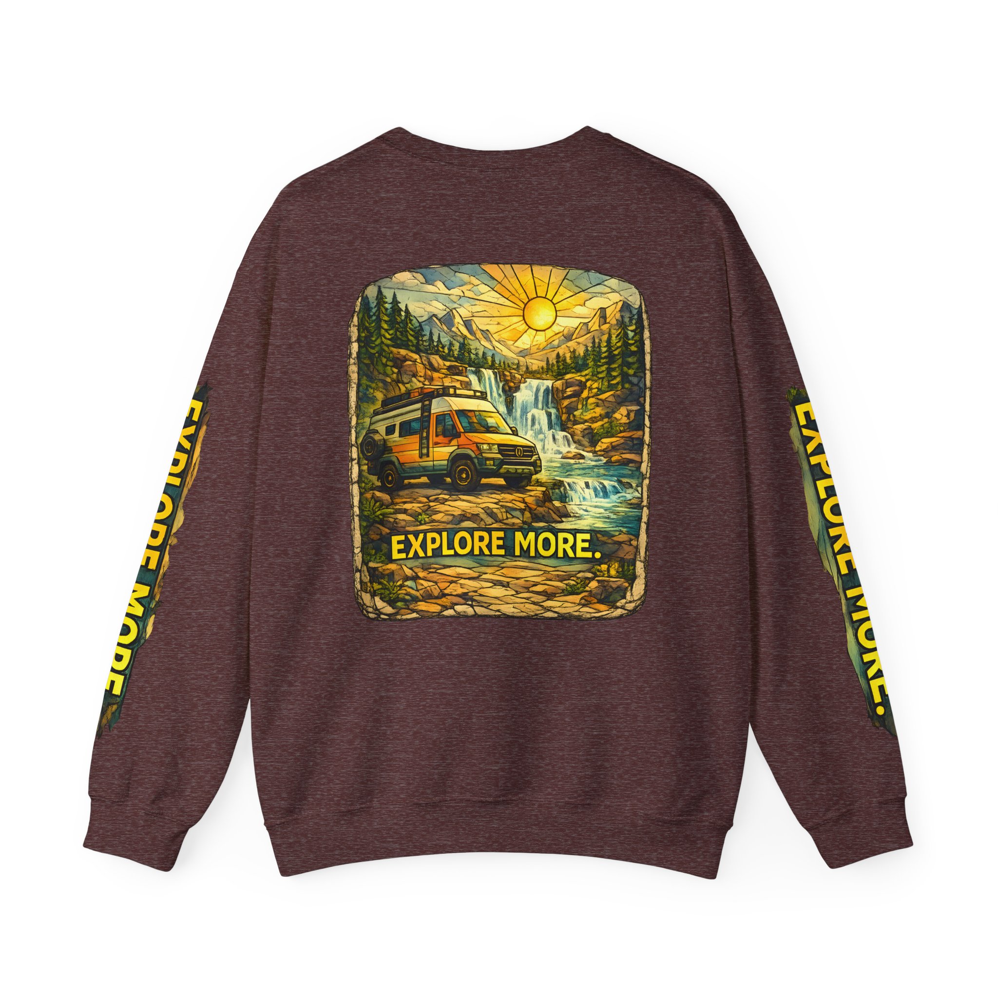 Unisex Heavy Blend™ Crewneck Sweatshirt — "Explore More" Design Cubic-Line