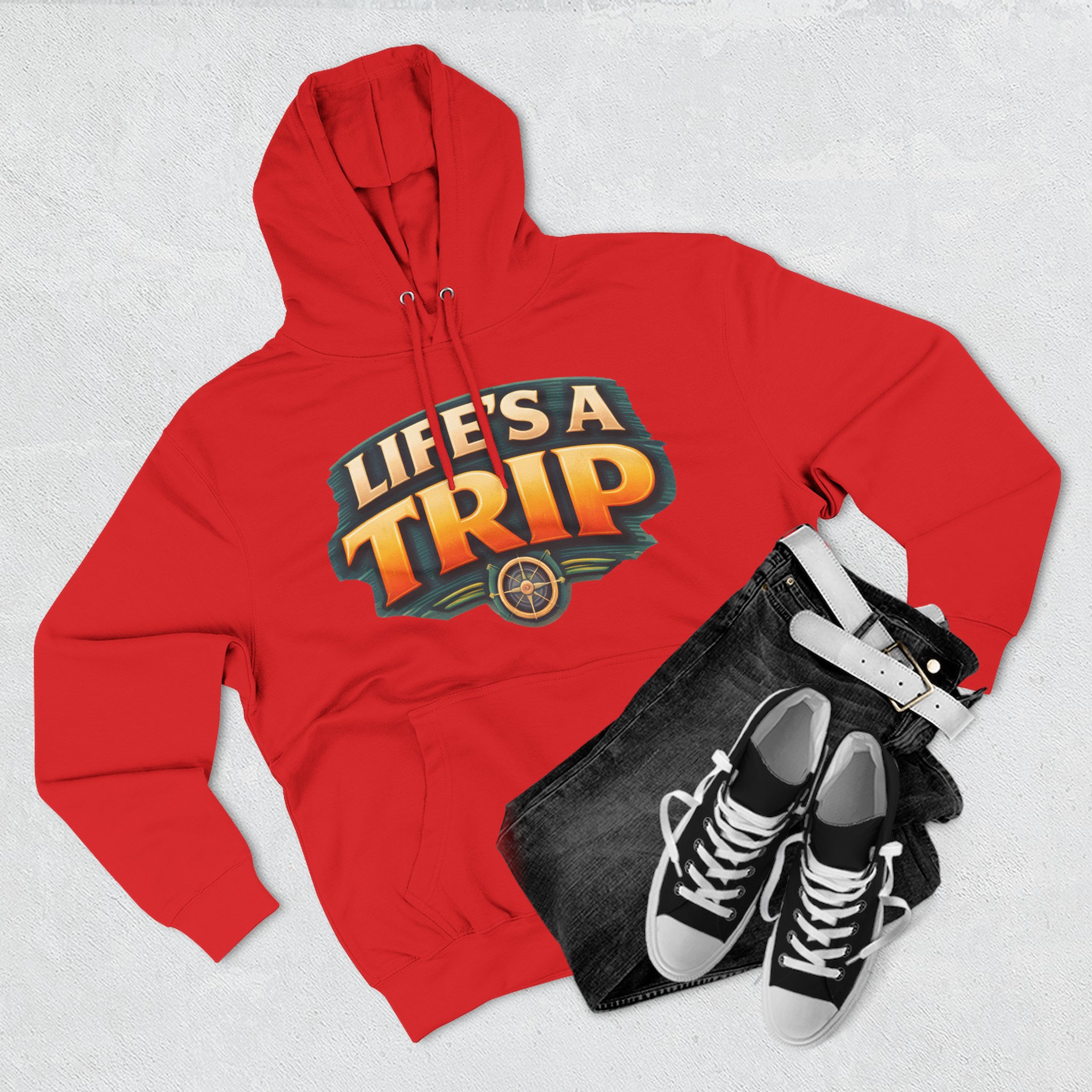Three-Panel Fleece Hoodie - "Life s A Trip" Design Scenic-Line