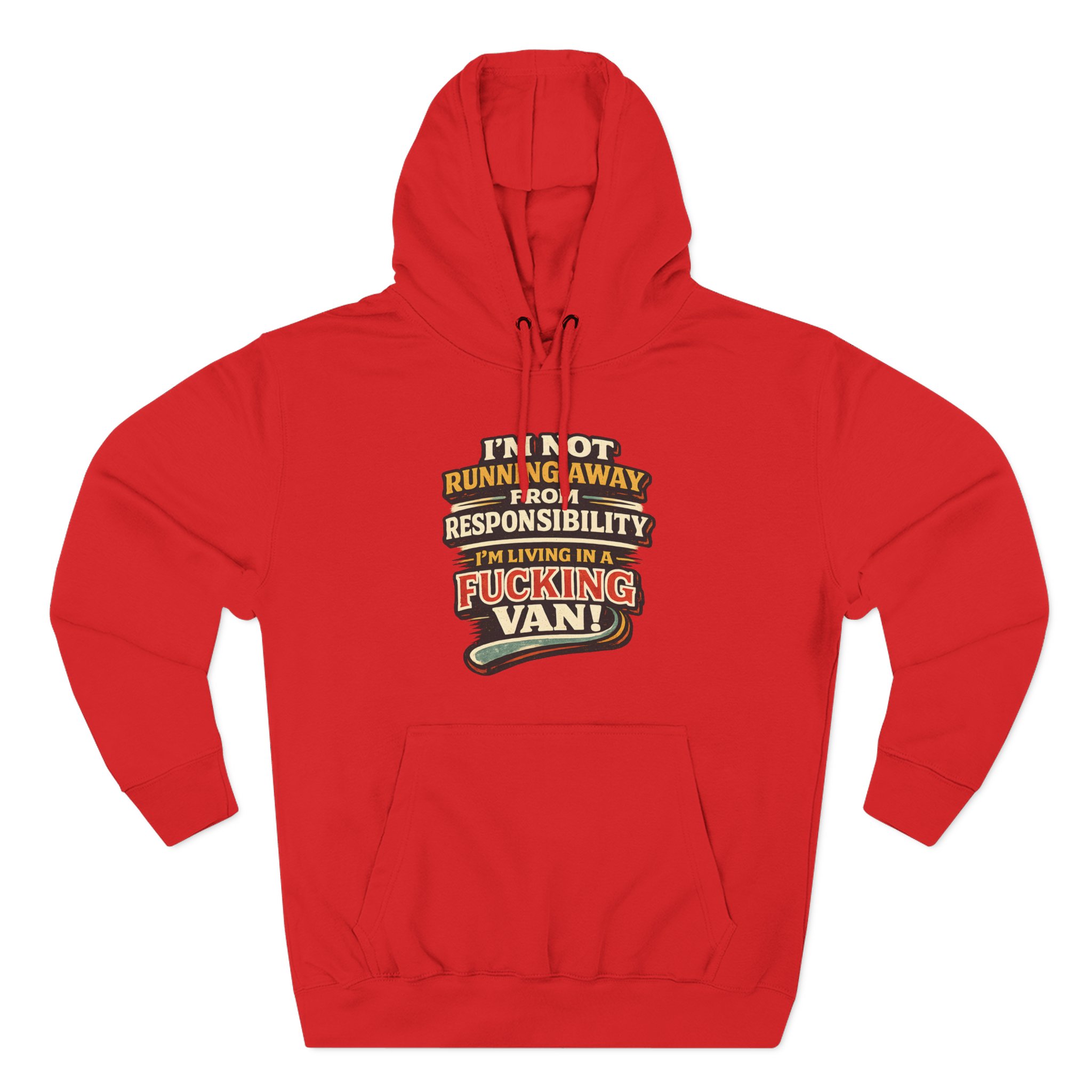 Three-Panel Fleece Hoodie - "I`m Not running Away" Design F**K-Line