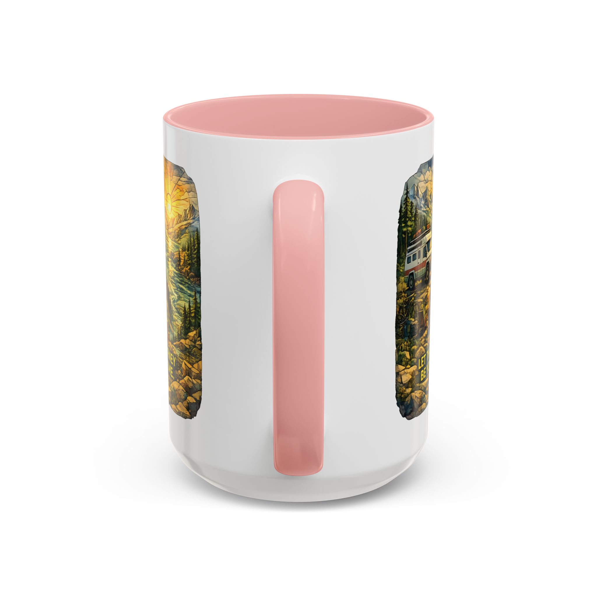 Accent Coffee Mug (11, 15oz) — "Let The Journey Be Your Home" Design Cubic-Line