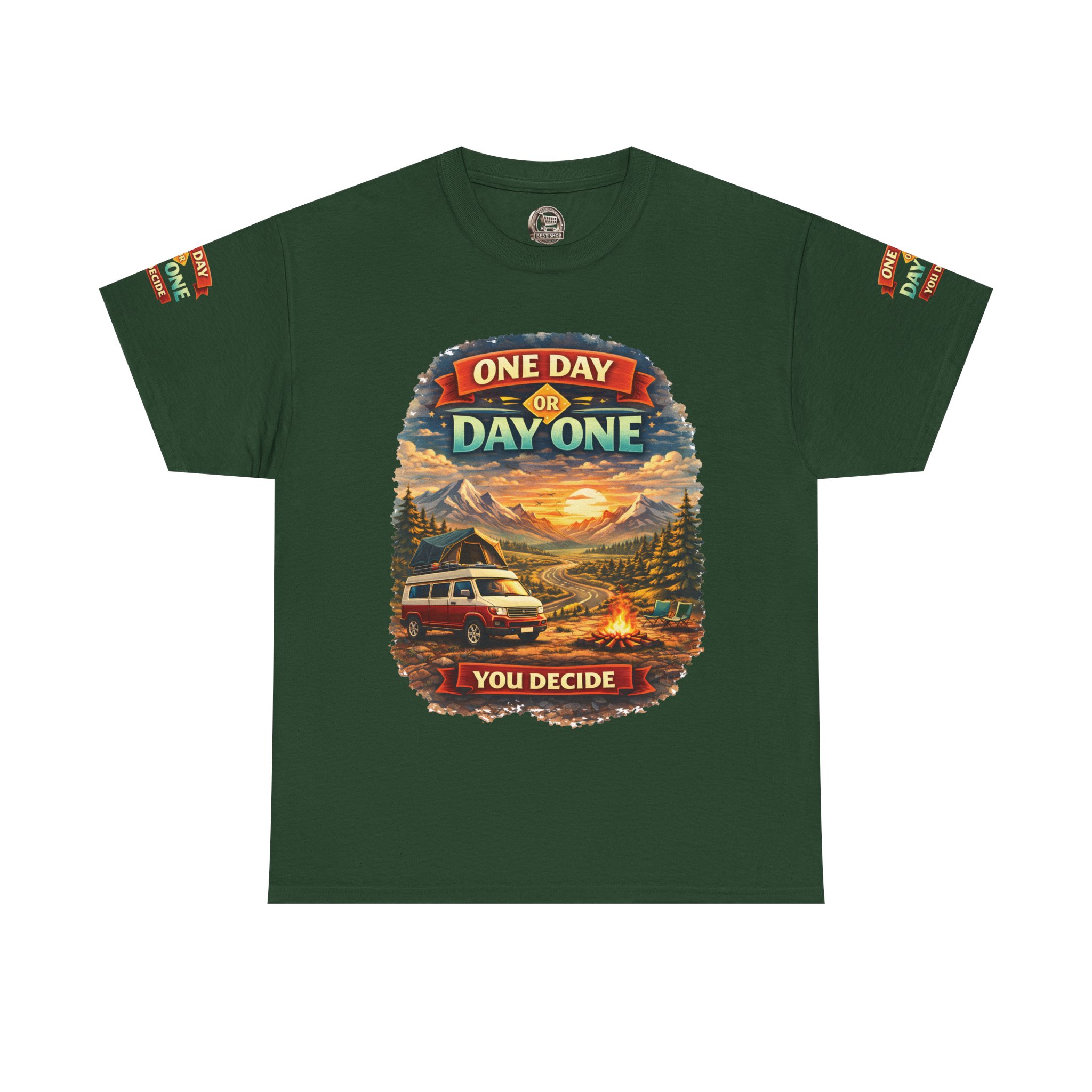 4955877623767007839_2048.jpeg Unisex Heavy Cotton Tee — "One Day Or Day One" Design Scenic-Line