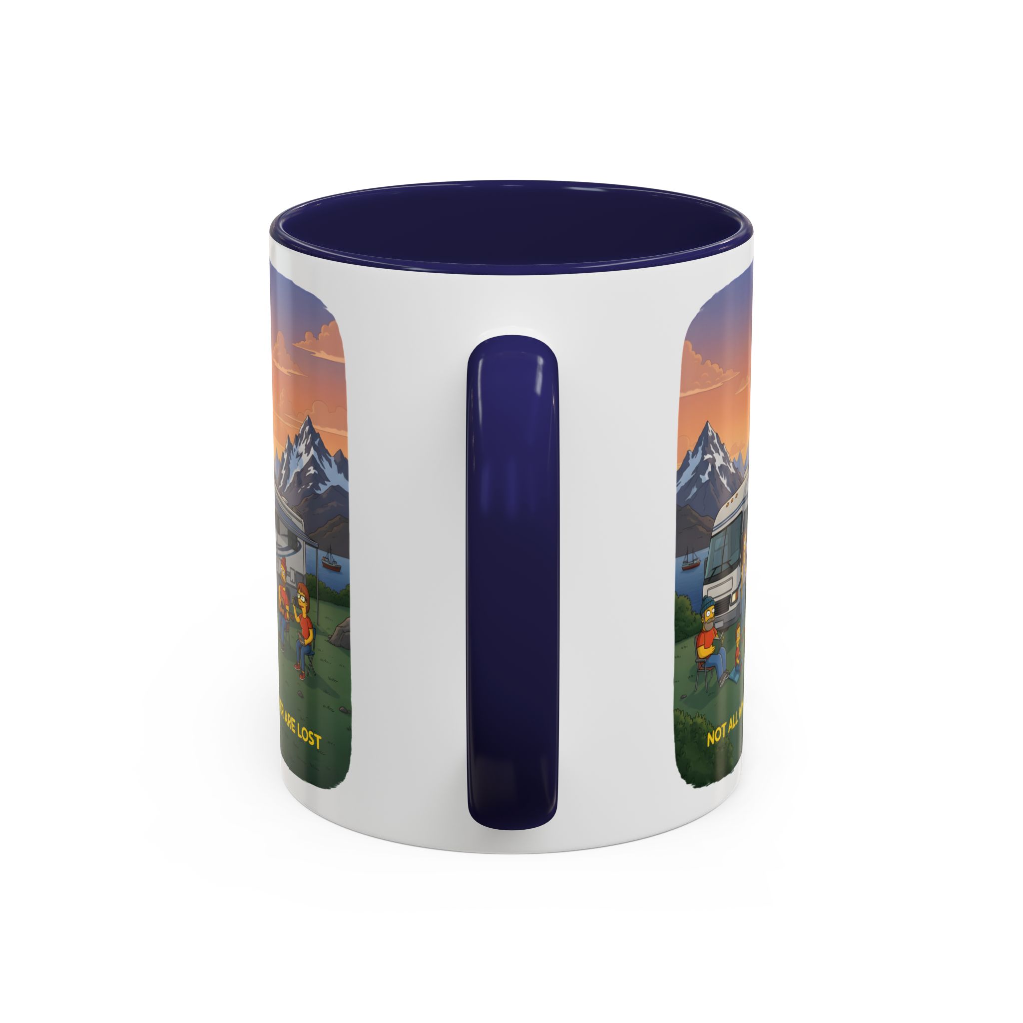 Accent Coffee Mug (11, 15oz) — "Not All Who Wander Are Lost" Design Sitcom-Line