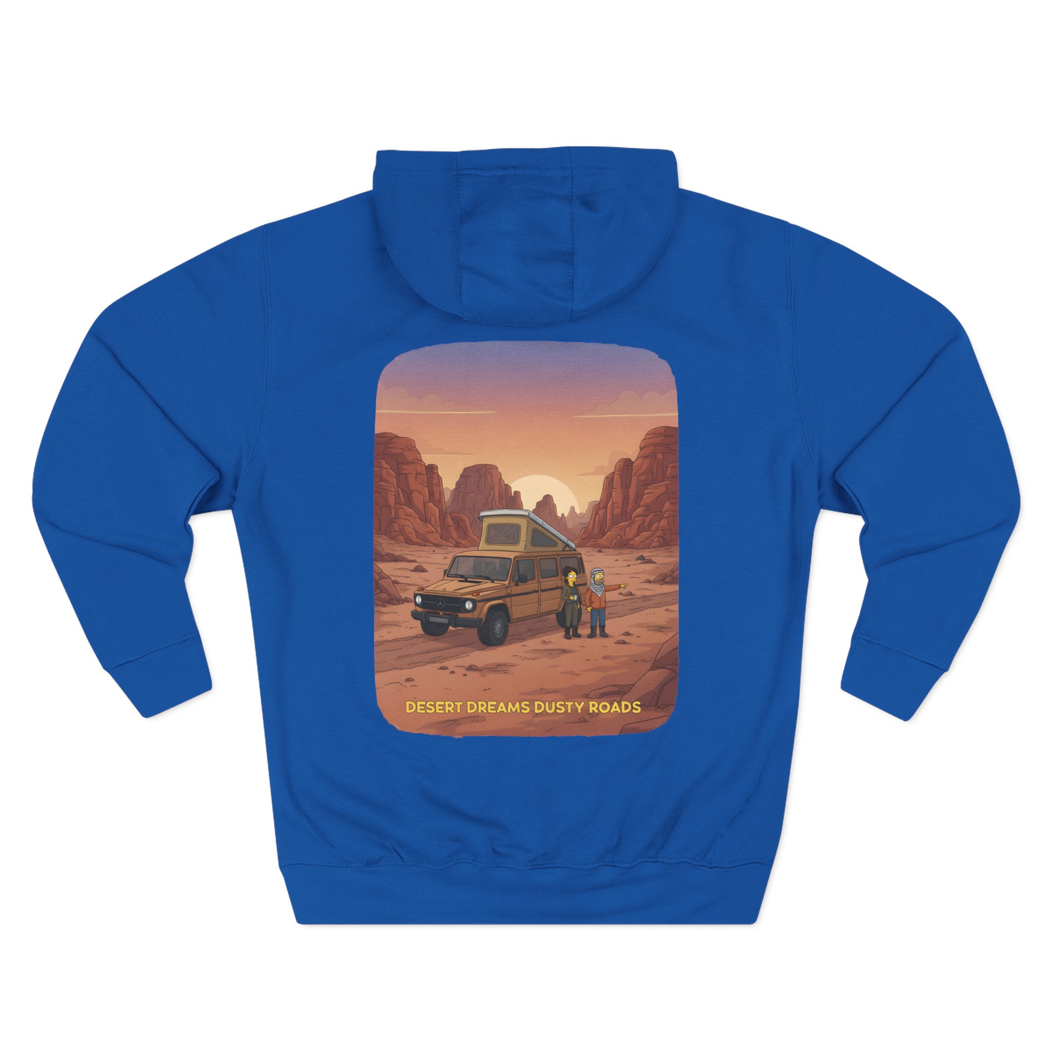 Three-Panel Fleece Hoodie - "Desert Dreams Dusty Roads" Design Sitcom-Line