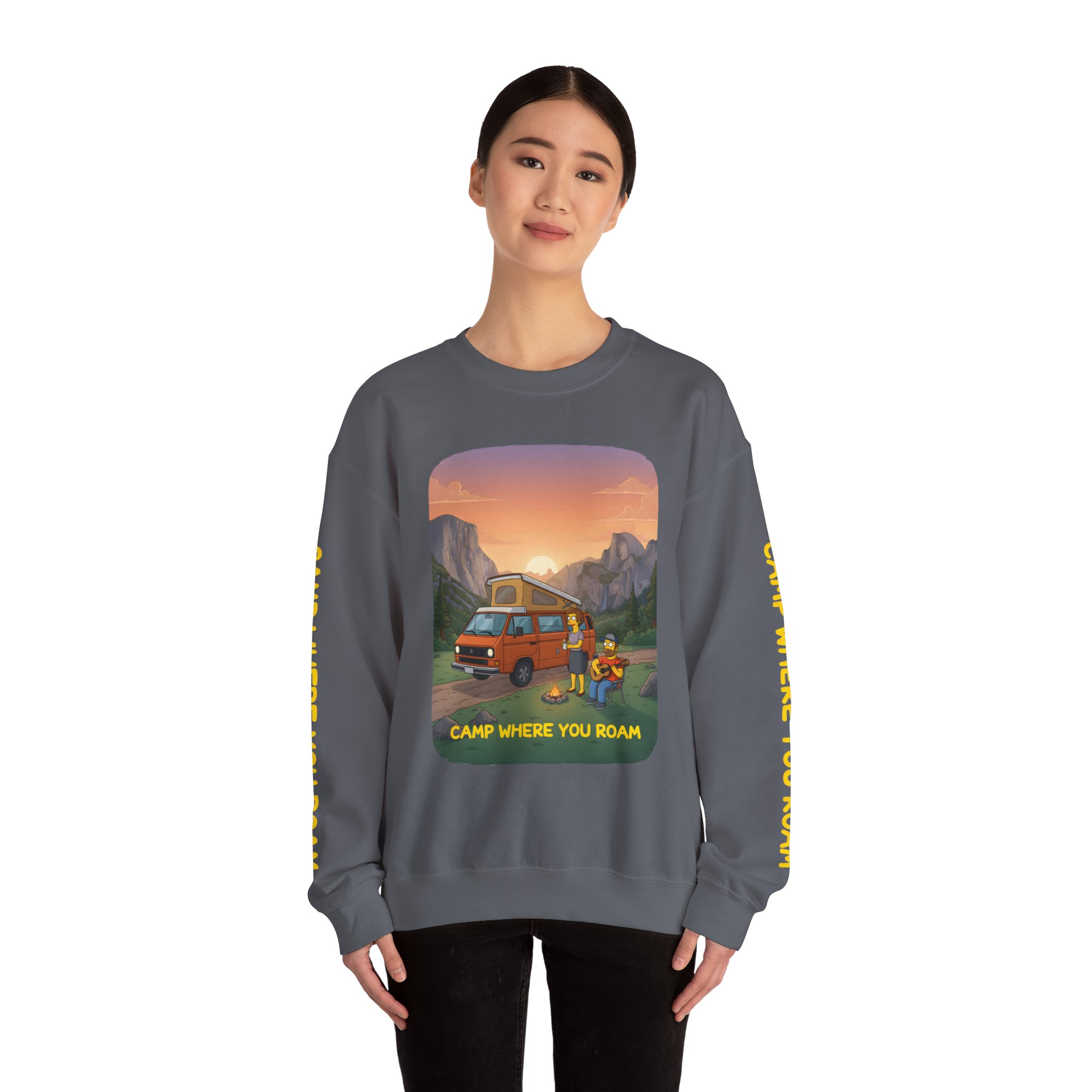 Unisex Heavy Blend™ Crewneck Sweatshirt — "Camp Where You Roam" Design Sitcom-Line