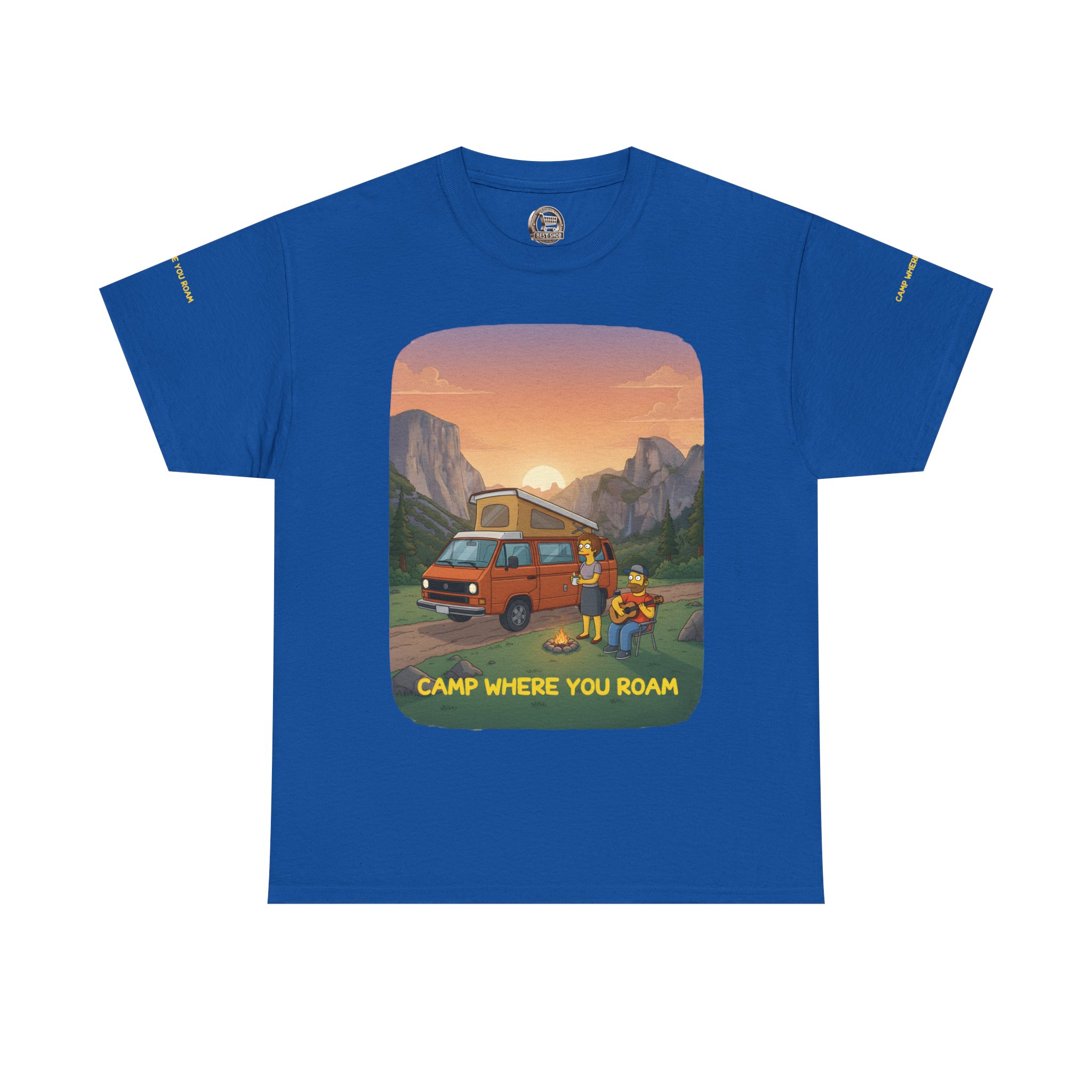 Unisex Heavy Cotton Tee — "Camp Where You Roam" Design Sitcom-Line