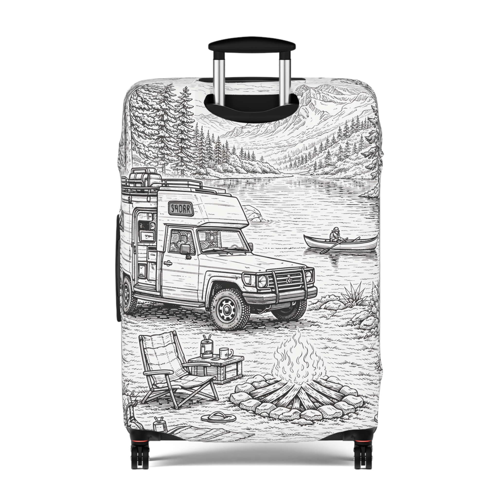 Luggage Cover — Adventure Camper Sketch Travel Suitcase