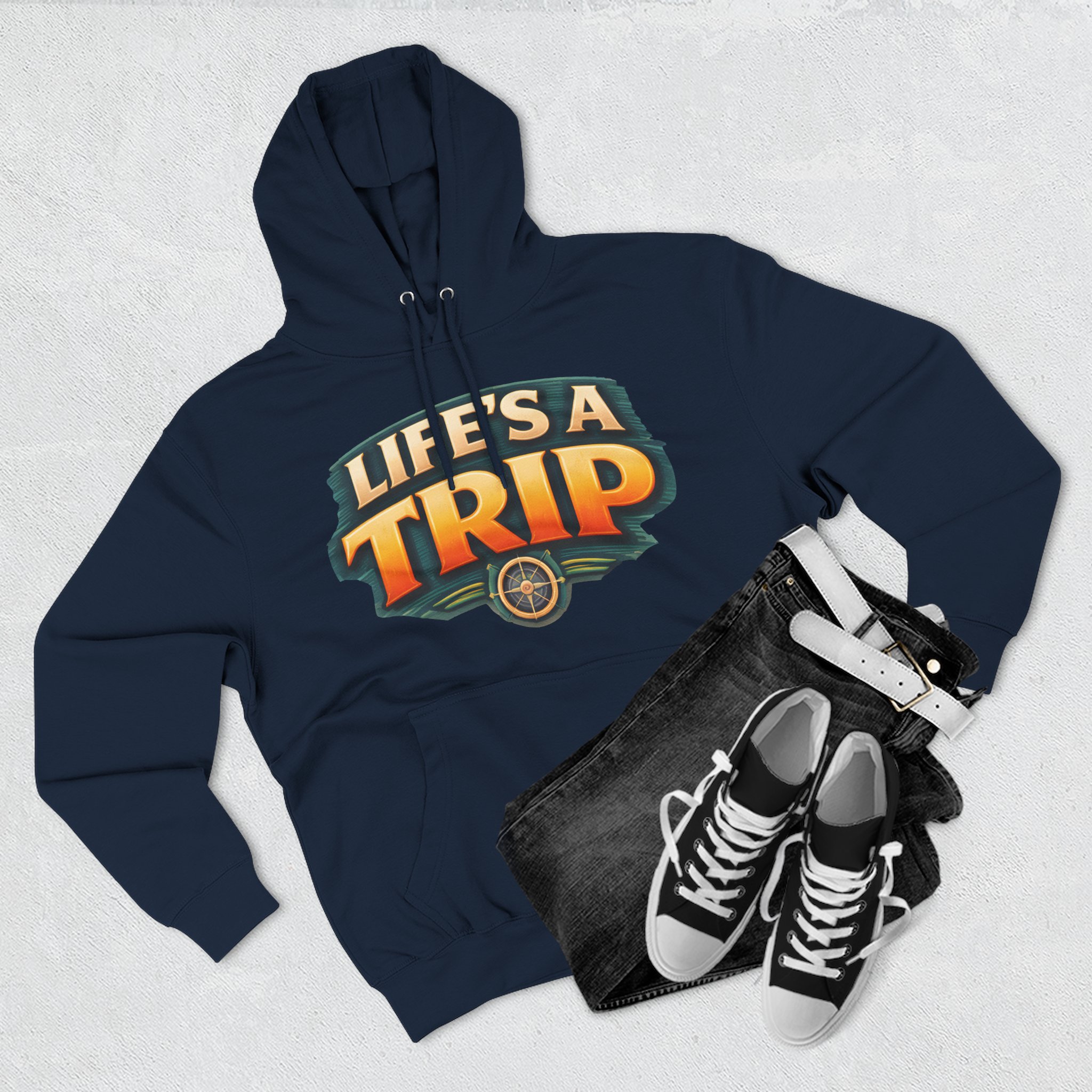 Three-Panel Fleece Hoodie - "Life s A Trip" Design Scenic-Line