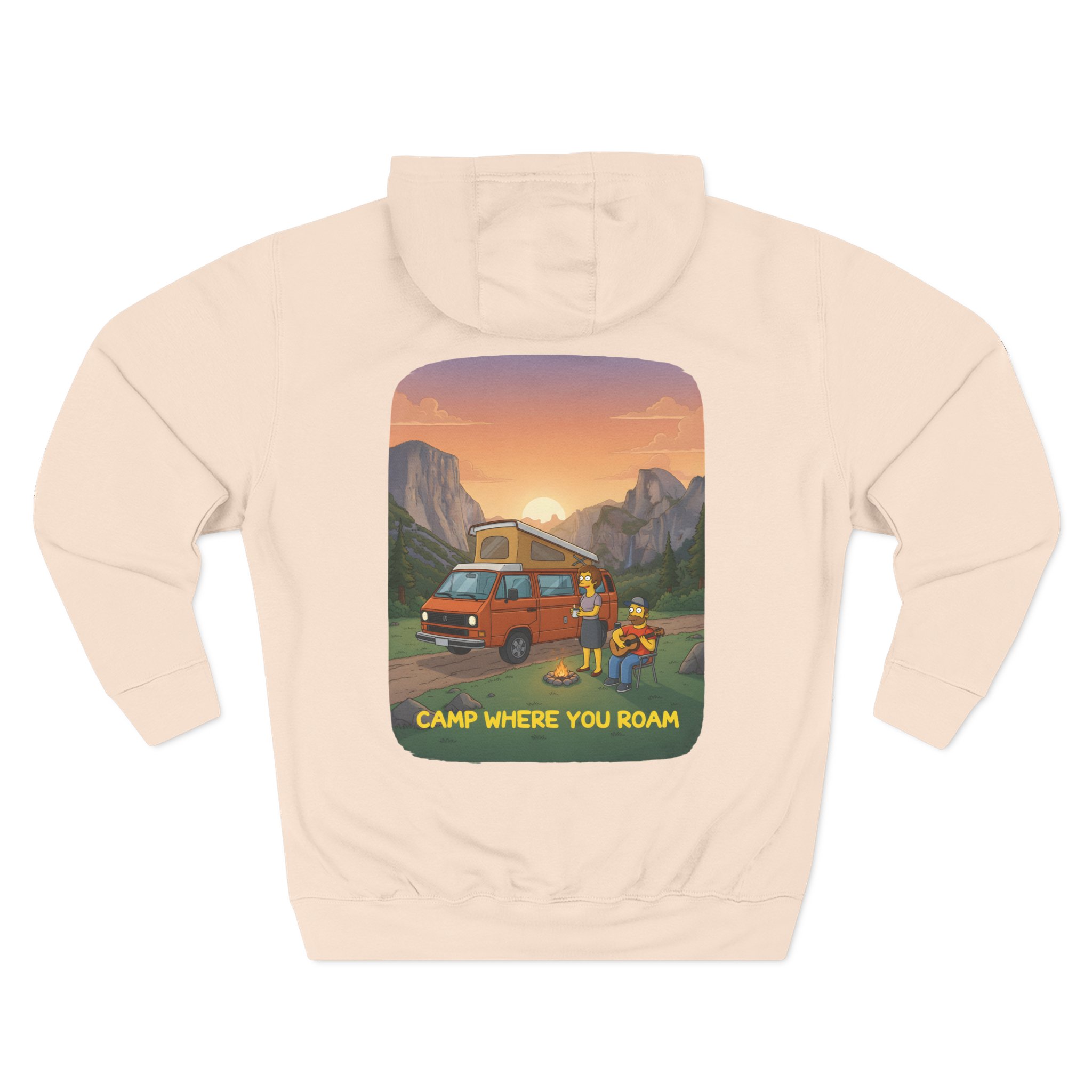 Three-Panel Fleece Hoodie - "Camp Where You Roam" Design Sitcom-Line