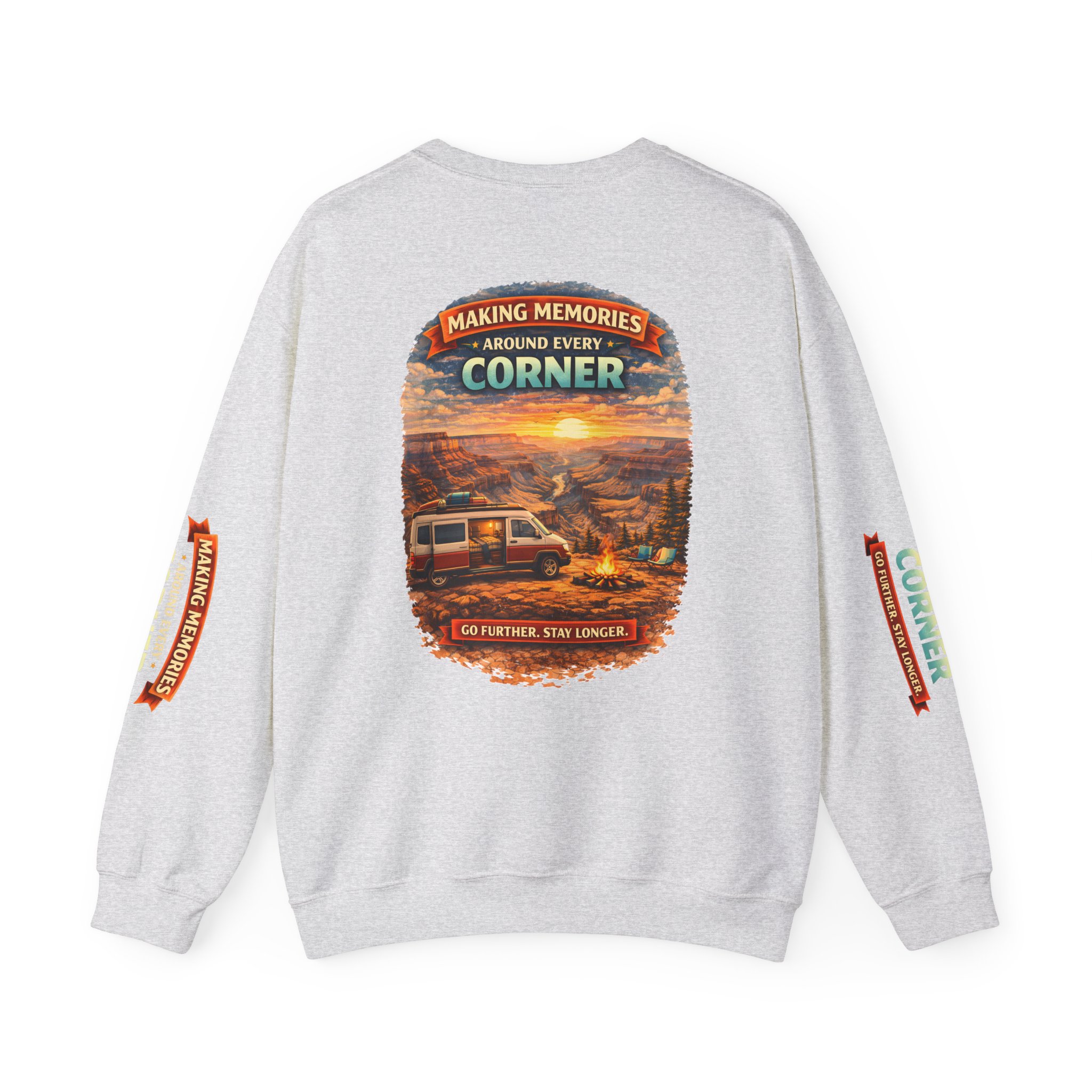 Unisex Heavy Blend™ Crewneck Sweatshirt — "Making Memories Around Every Corner" Design Scenic-Line