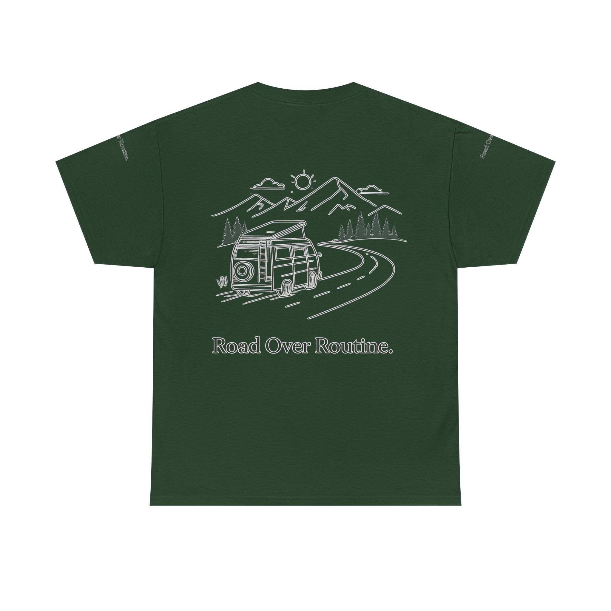 Unisex Heavy Cotton Tee — "Road Over Routine" Design Minimal-Line