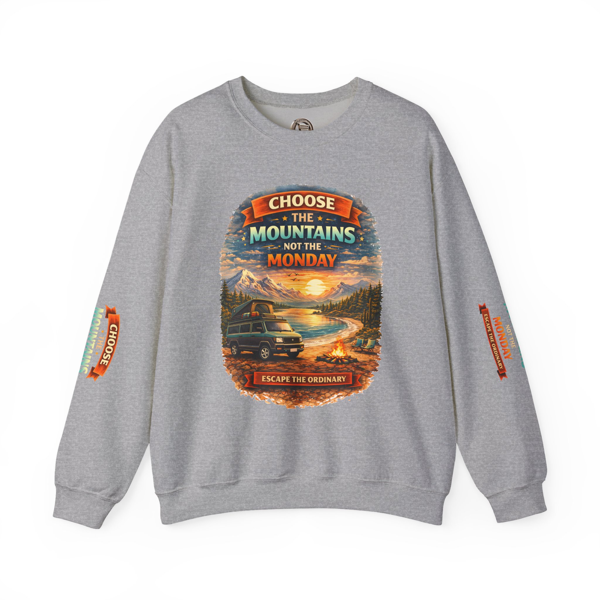 Unisex Heavy Blend™ Crewneck Sweatshirt — "Choose The Mountens" Design Scenic-Line