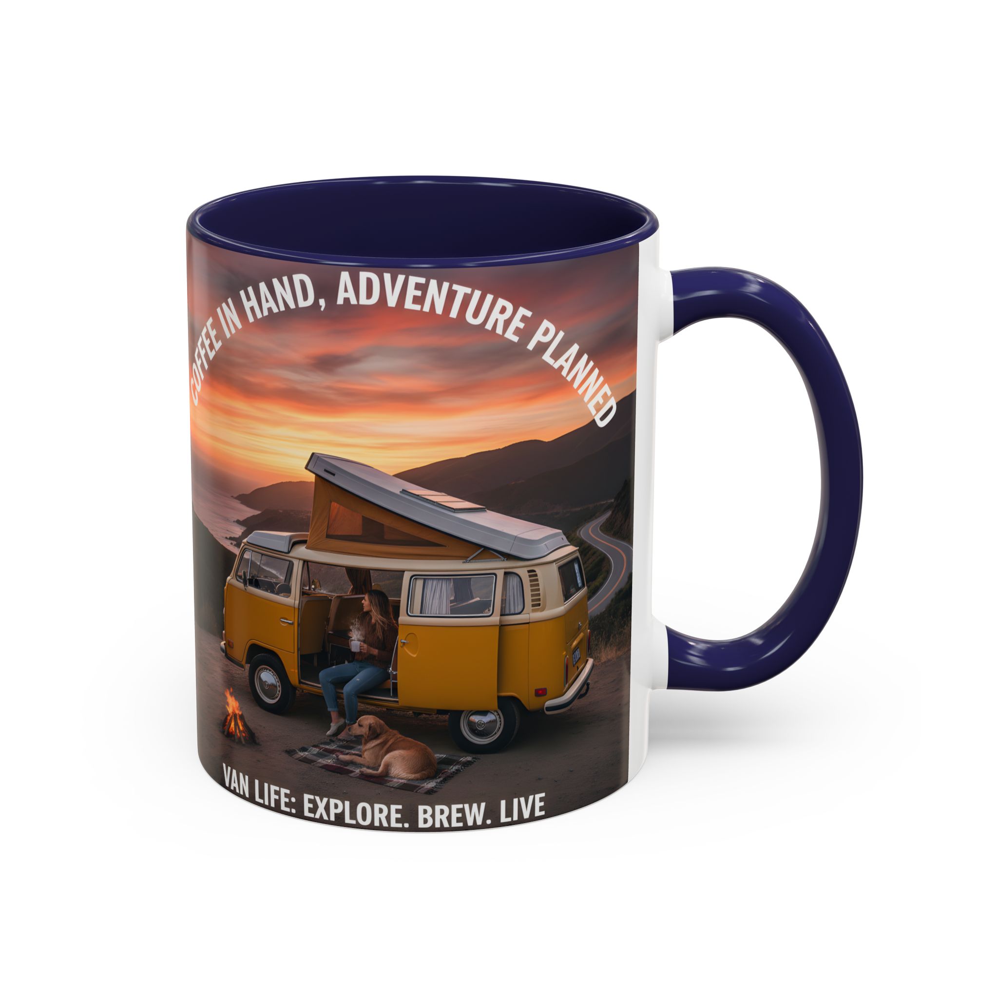Accent Coffee Mug (11, 15oz) - "Coffee in Hand, Adventure Planned"