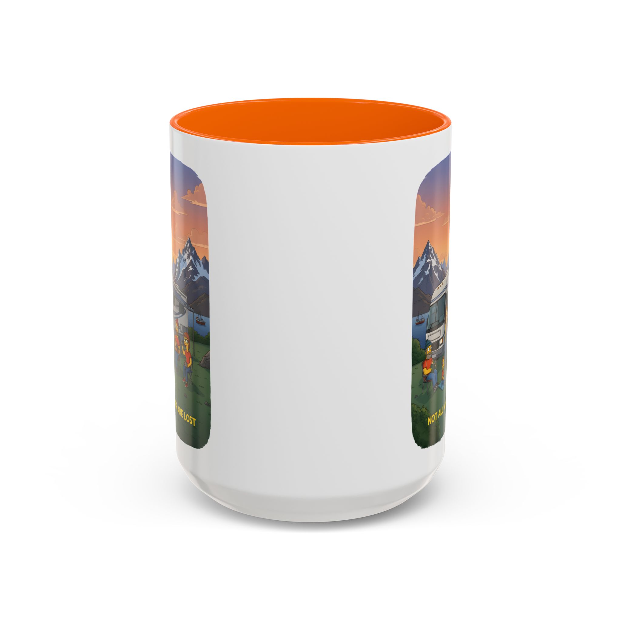Accent Coffee Mug (11, 15oz) — "Not All Who Wander Are Lost" Design Sitcom-Line