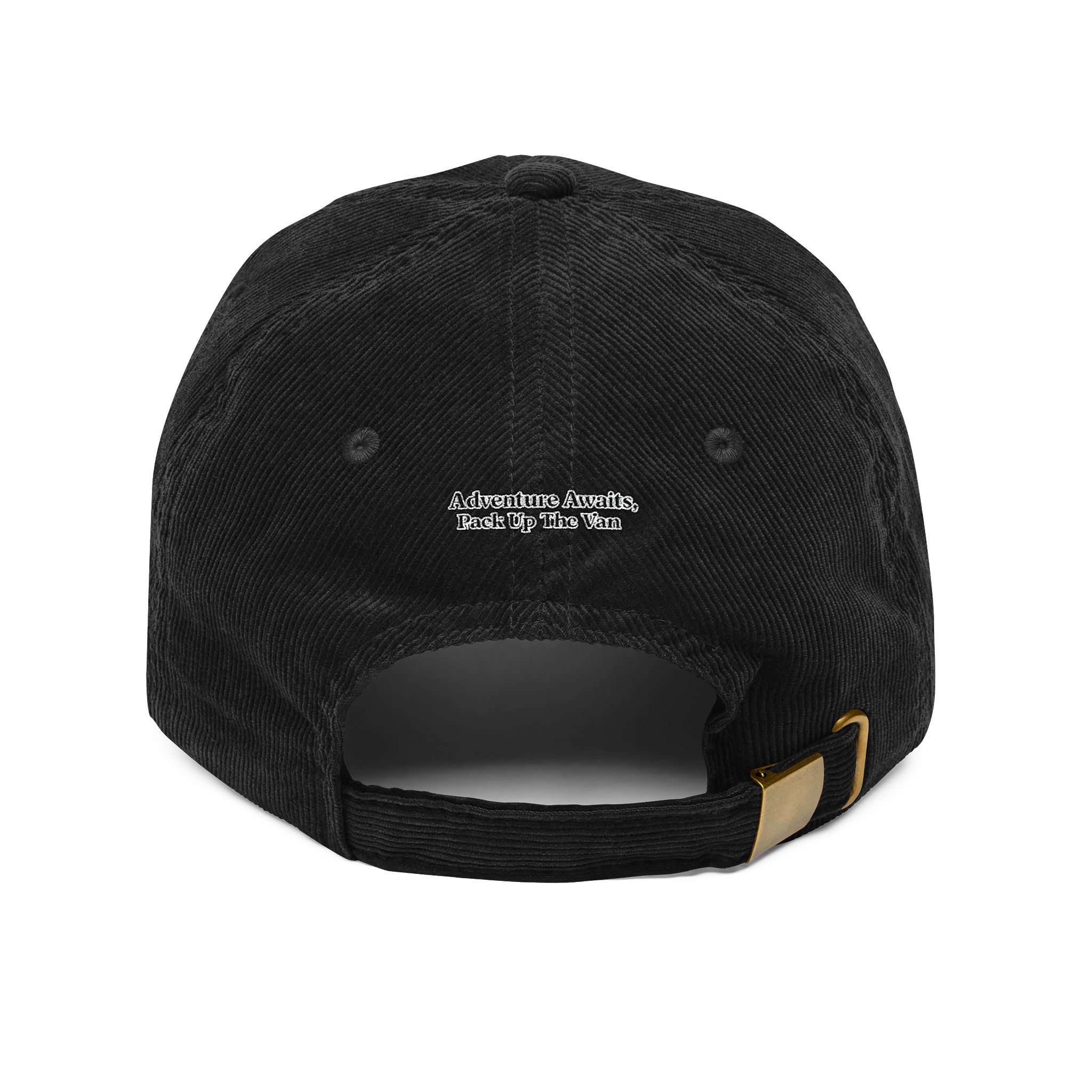 Vintage Corduroy Cap (Embroidery) — "Adventure Awaits, Pack Up The Van" Embroidered Hat