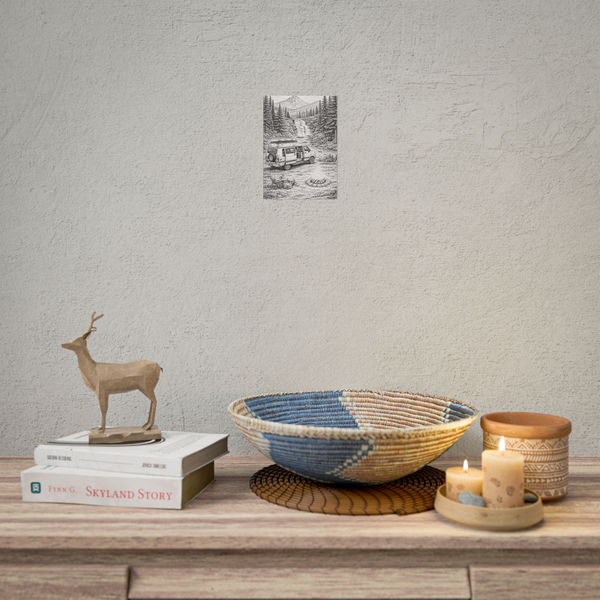 Campervan Poster — Vintage RV Camping Landscape Wall Art