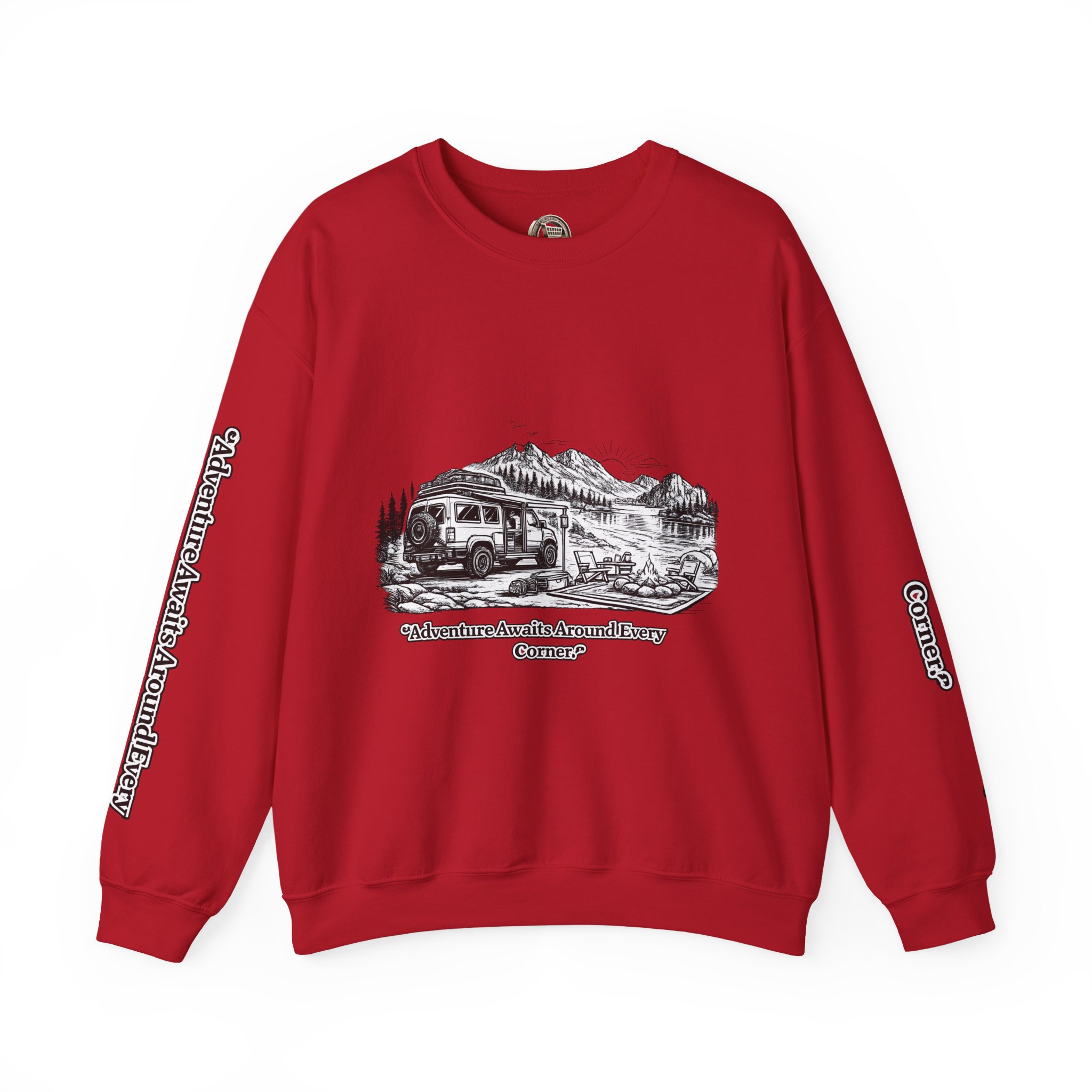 4994196893545676750_2048.jpeg Unisex Heavy Blend™ Crewneck Sweatshirt — "Adventure Awaits Around Every Corner" Design Minimal-Line