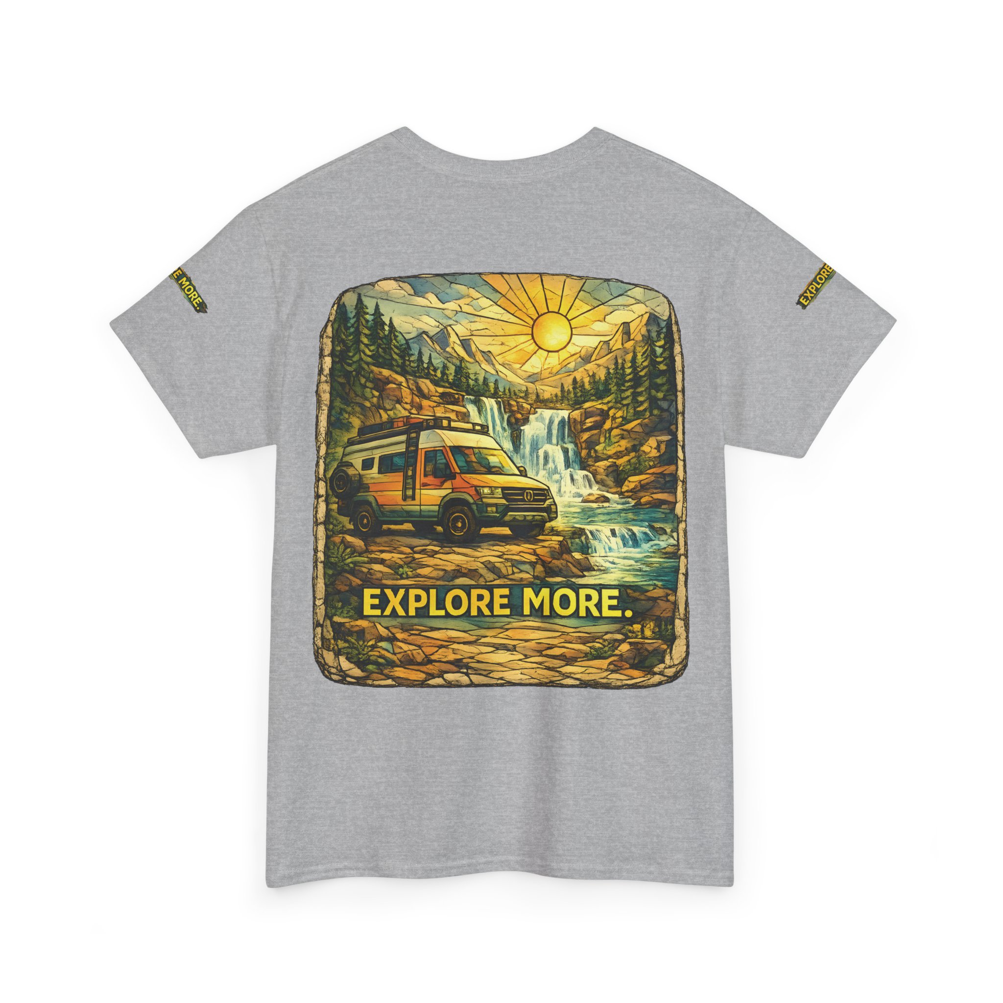Unisex Heavy Cotton Tee — "Explore More" Design Cubic-Line