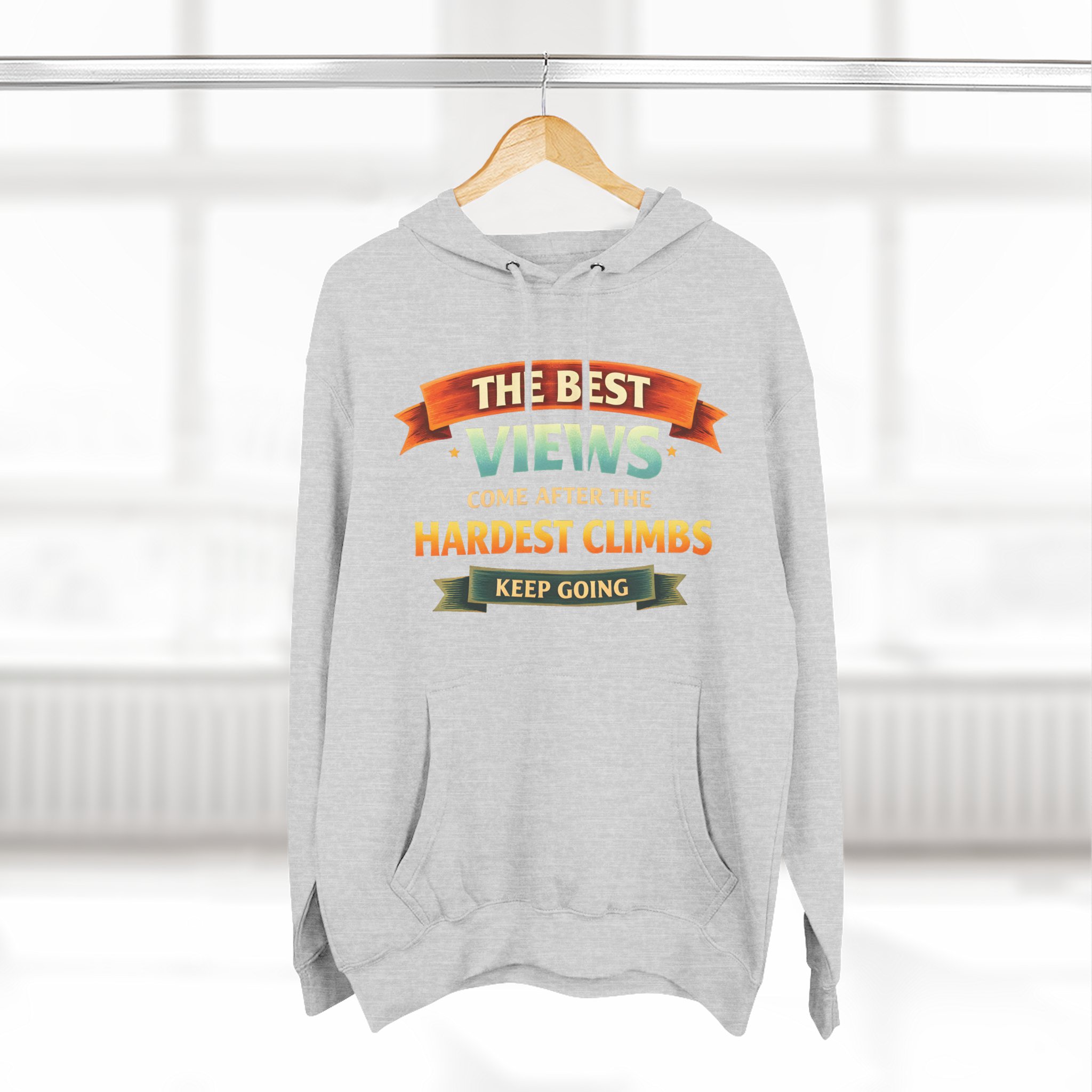 Three-Panel Fleece Hoodie - "The Best Views" Design Scenic-Line