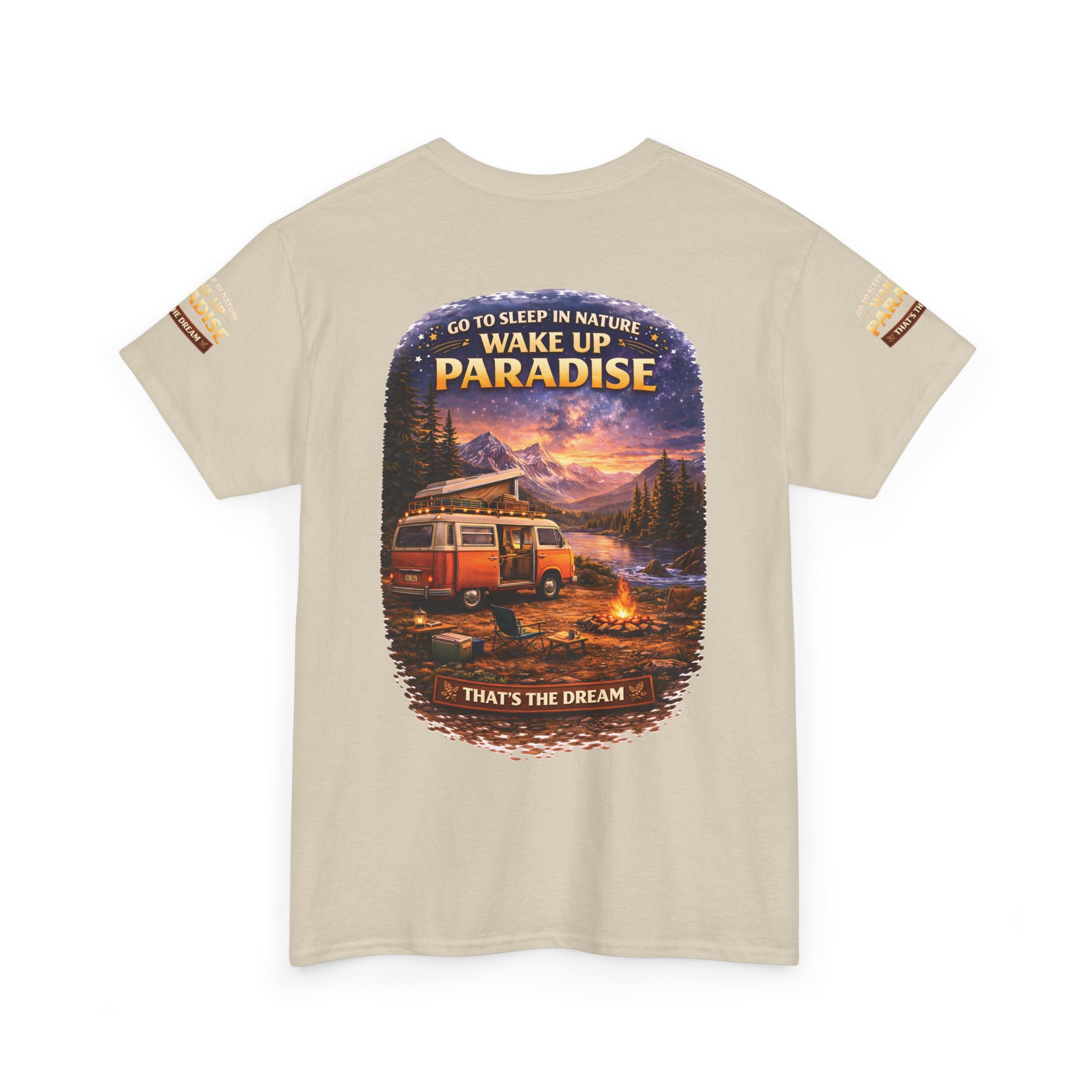 Unisex Heavy Cotton Tee — "Go To Sleep In Nature " Design Scenic-Line
