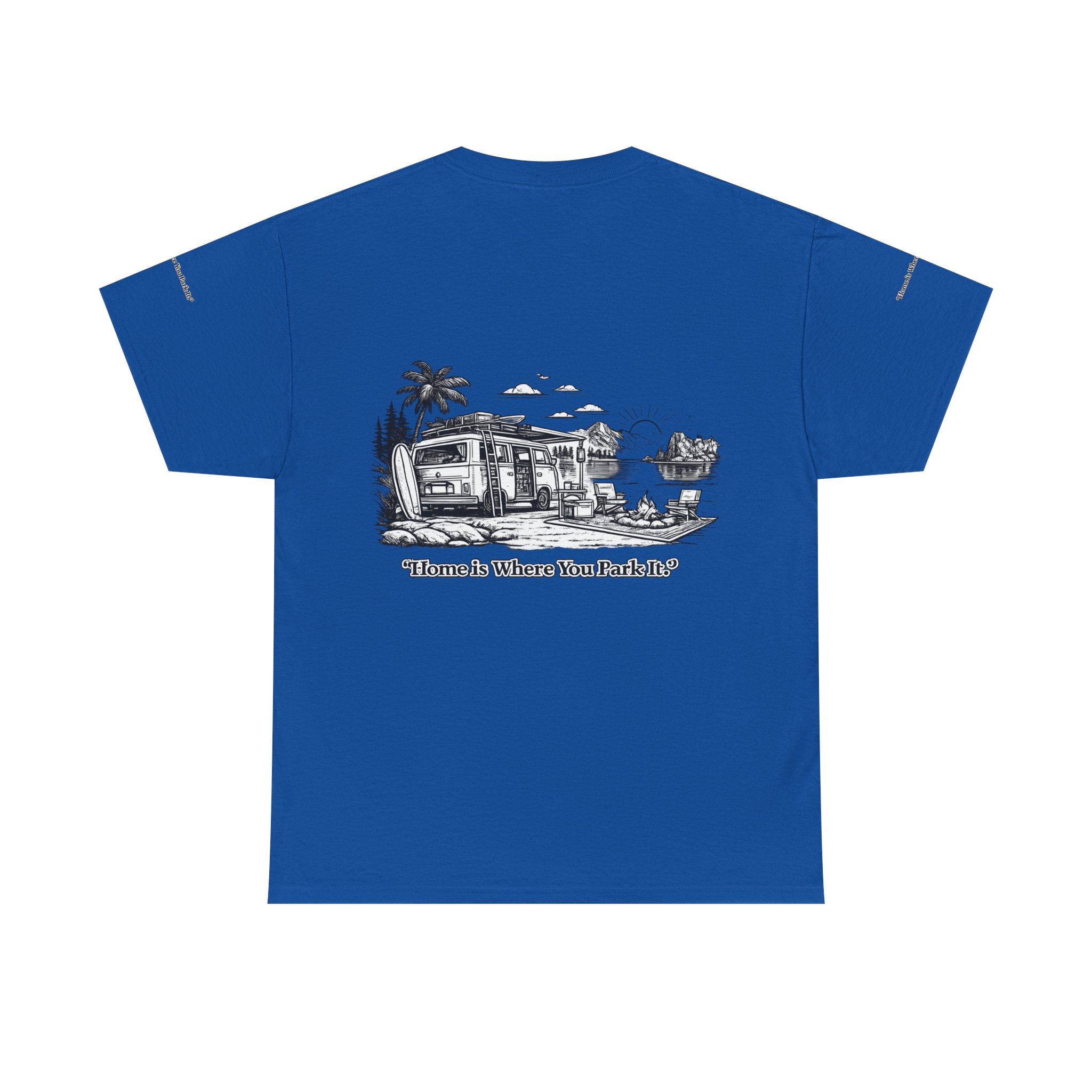 5003148407014736241_2048.jpeg Unisex Heavy Cotton Tee — "Home Is Where You Park It" Design Minimal-Line