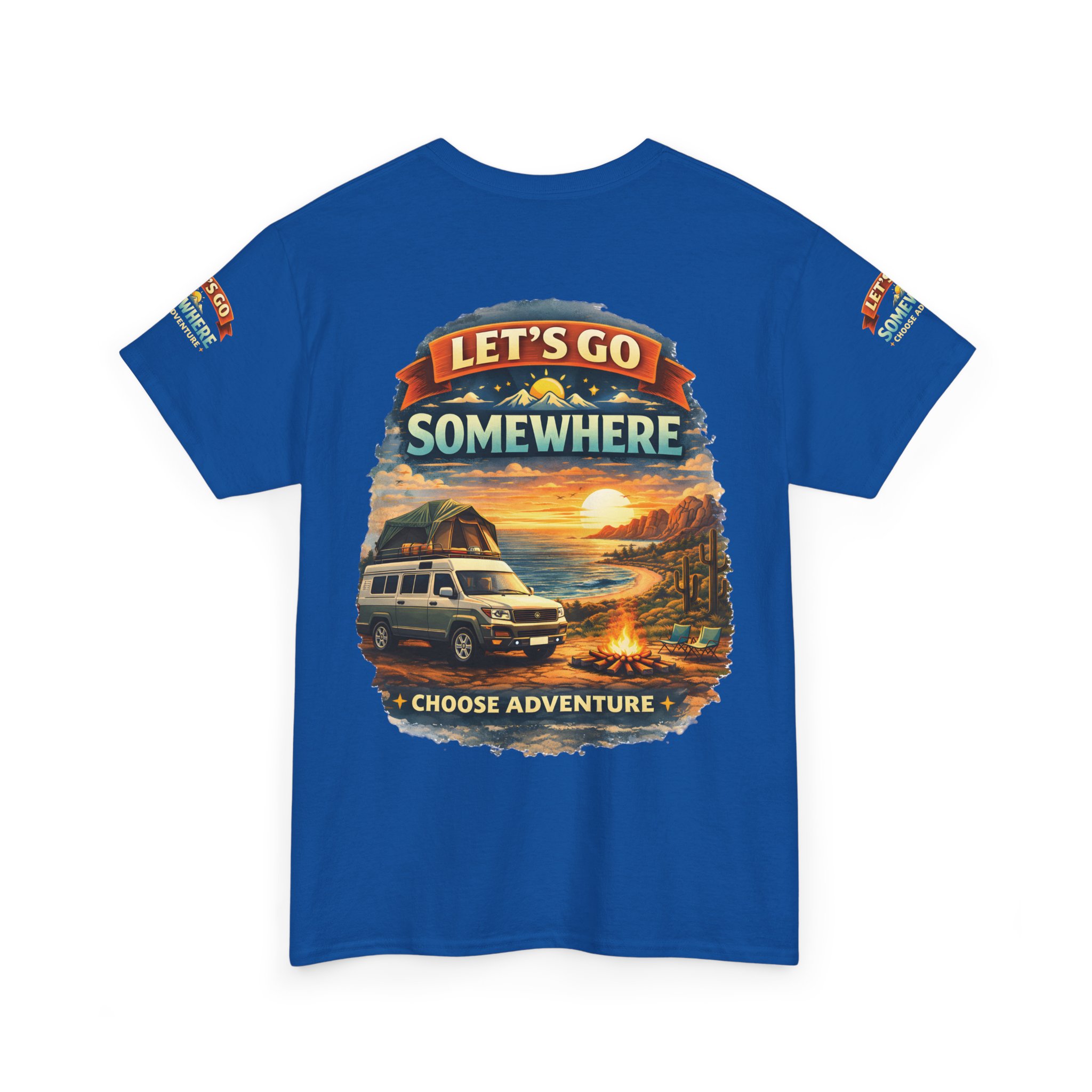 Unisex Heavy Cotton Tee — "Lets Go Somewhere" Design Scenic-Line