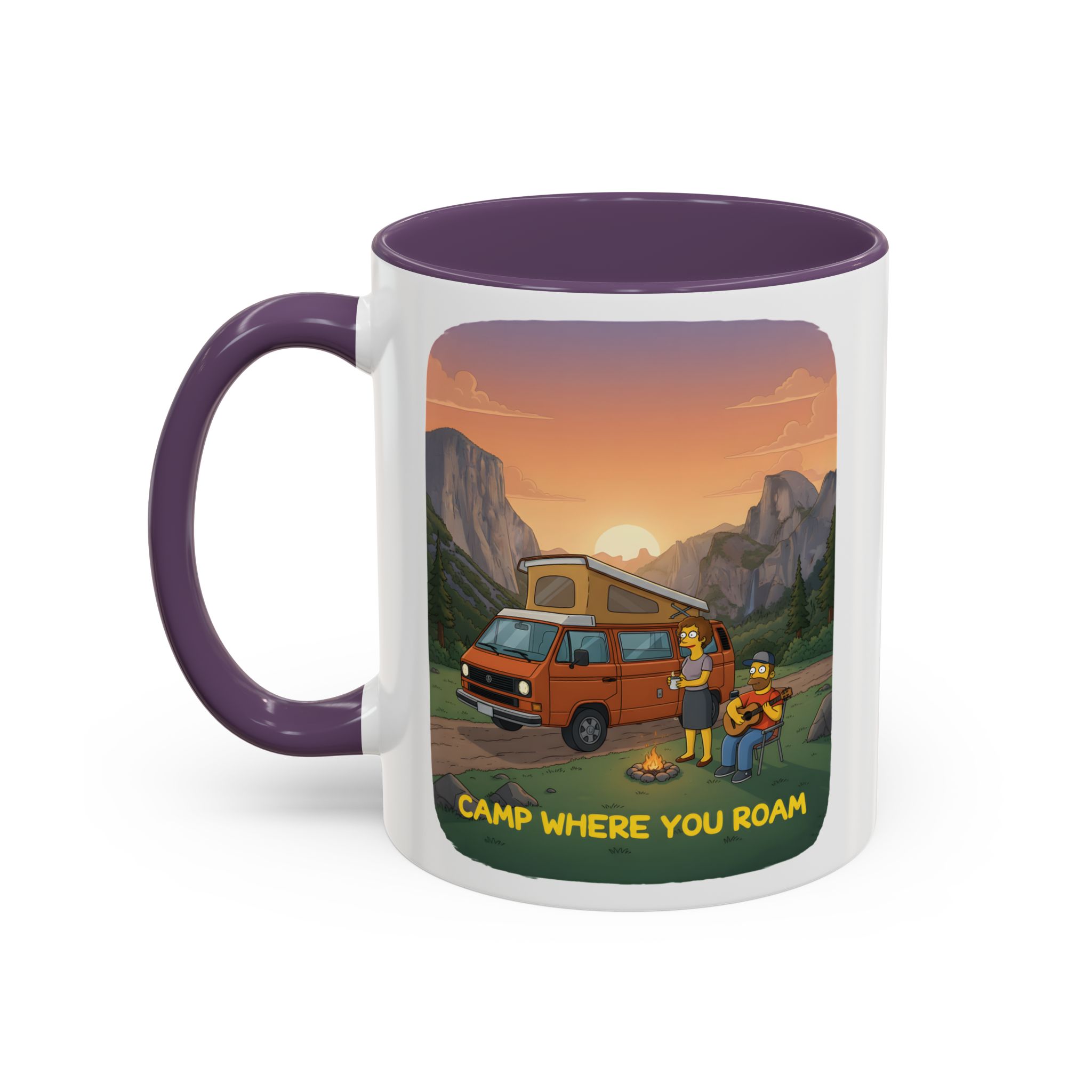 Accent Coffee Mug (11, 15oz) — "Camp Where You Roam" Design Sitcom-Line