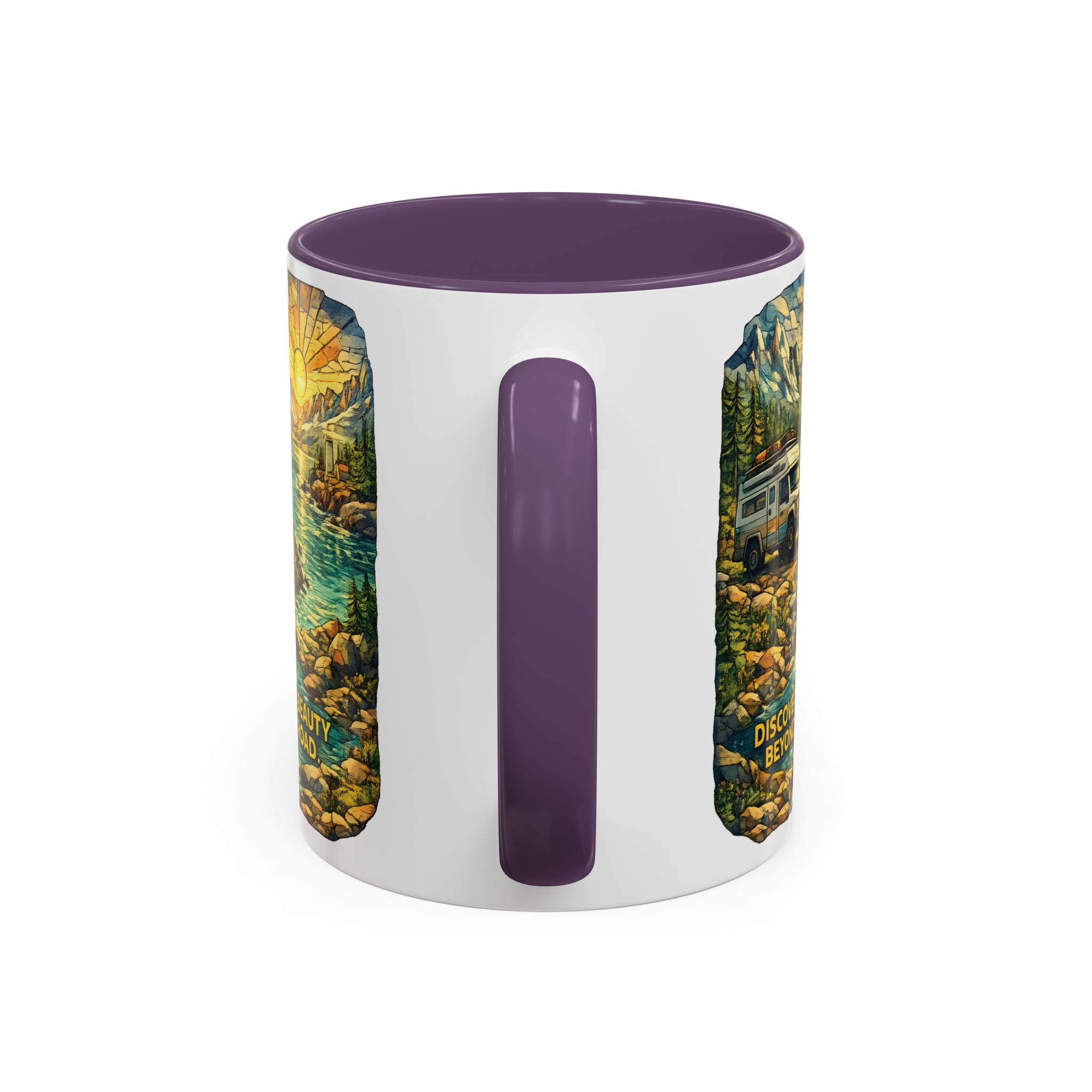 5011888573273275134_2048.jpeg Accent Coffee Mug (11, 15oz) — "Discover The Bieuty Beyond The Road" Design Cubic-Line