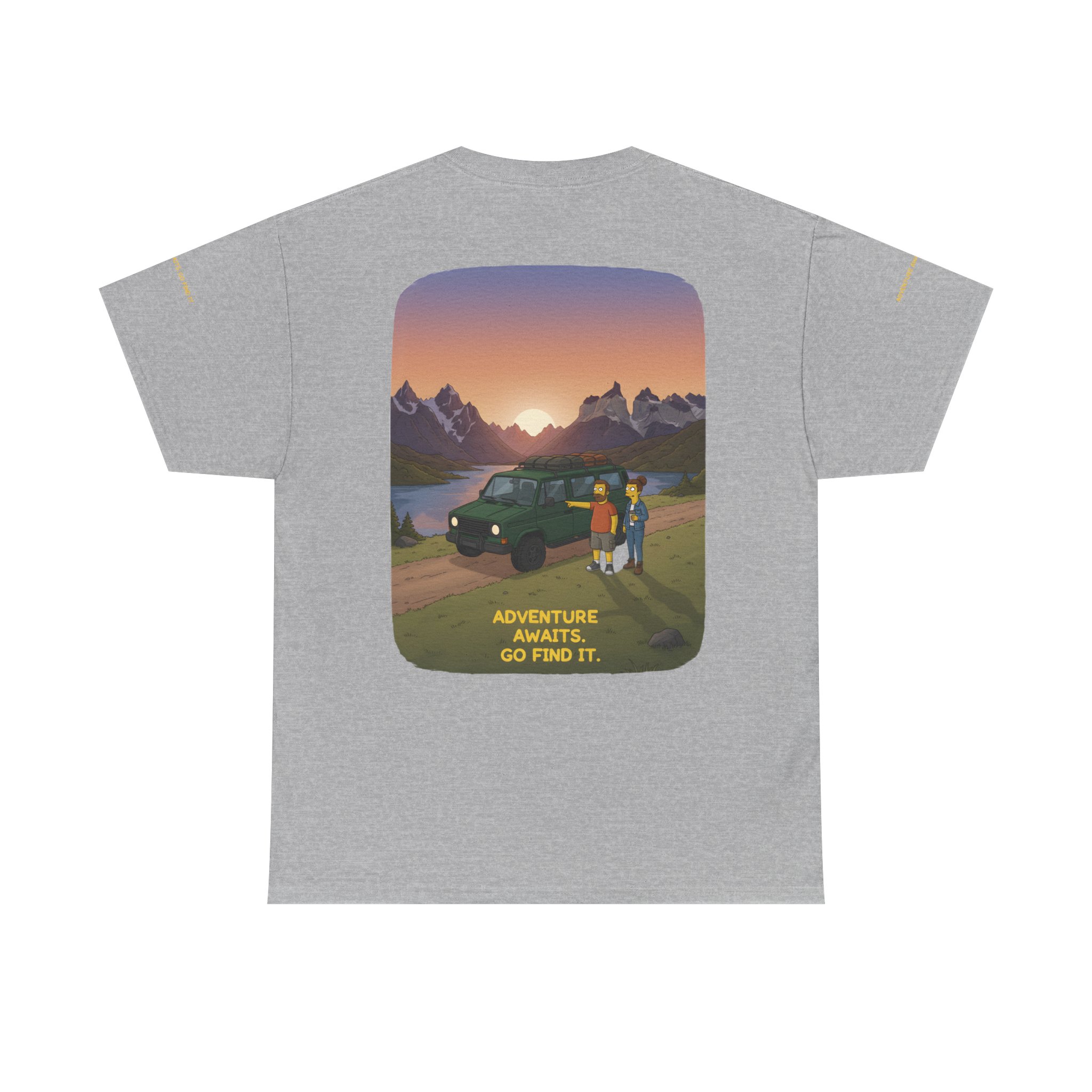 Unisex Heavy Cotton Tee — "Adventure Awaits-Go Find It" Design Sitcom-Line