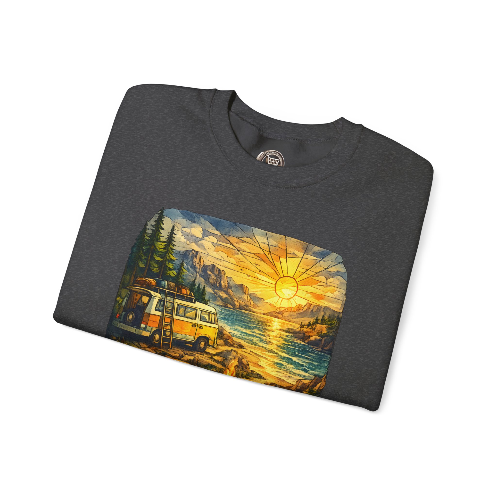 Unisex Heavy Blend™ Crewneck Sweatshirt — "Not All Who Wander Are Lost" Design Cubic-Line