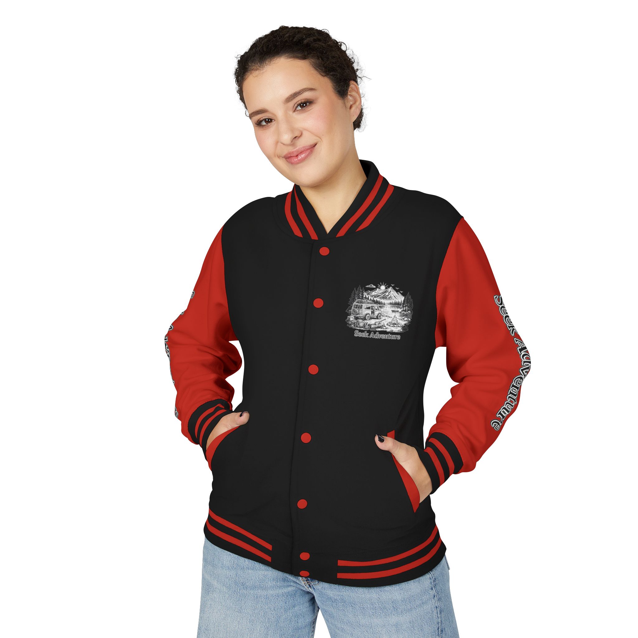 5017712869098841914_2048-2.jpeg Unisex Heavyweight Letterman Jacket — "Seek Adventure" Travel Varsity Coat