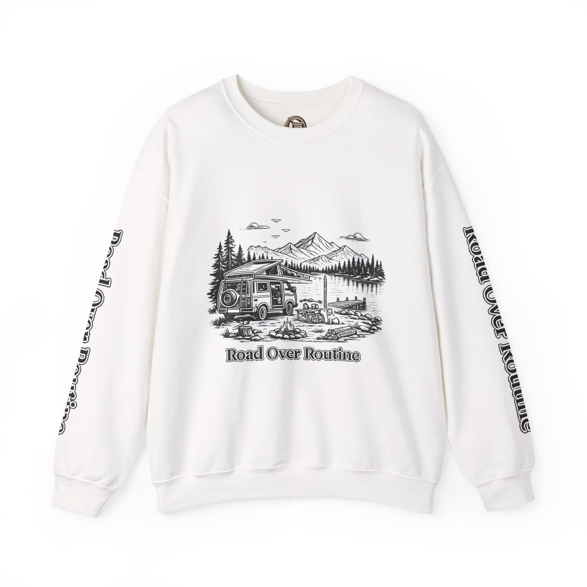 Unisex Heavy Blend™ Crewneck Sweatshirt — "Road Over Routine" Design Minimal-Line