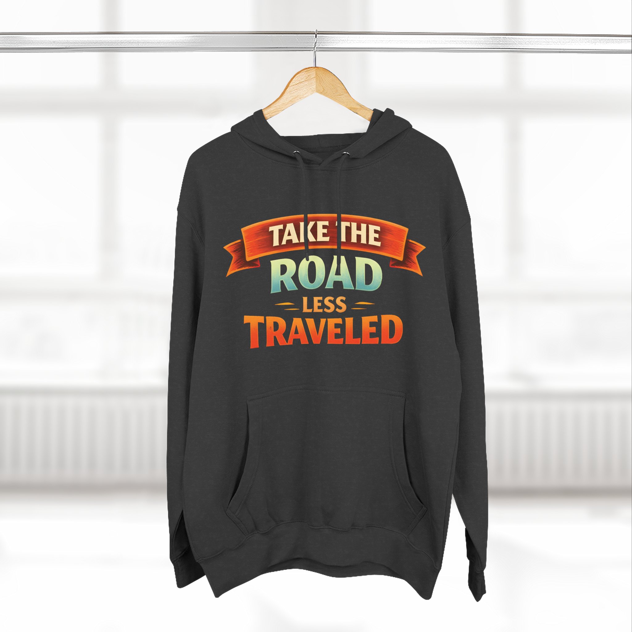 Three-Panel Fleece Hoodie - "Take The Road Less Traveled" Design Scenic-Line