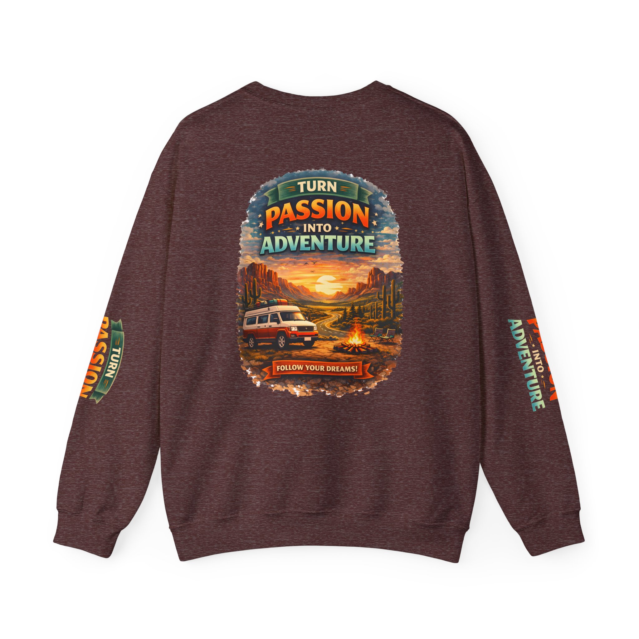 Unisex Heavy Blend™ Crewneck Sweatshirt — "Turn Passion Into Adventure" Design Scenic-Line