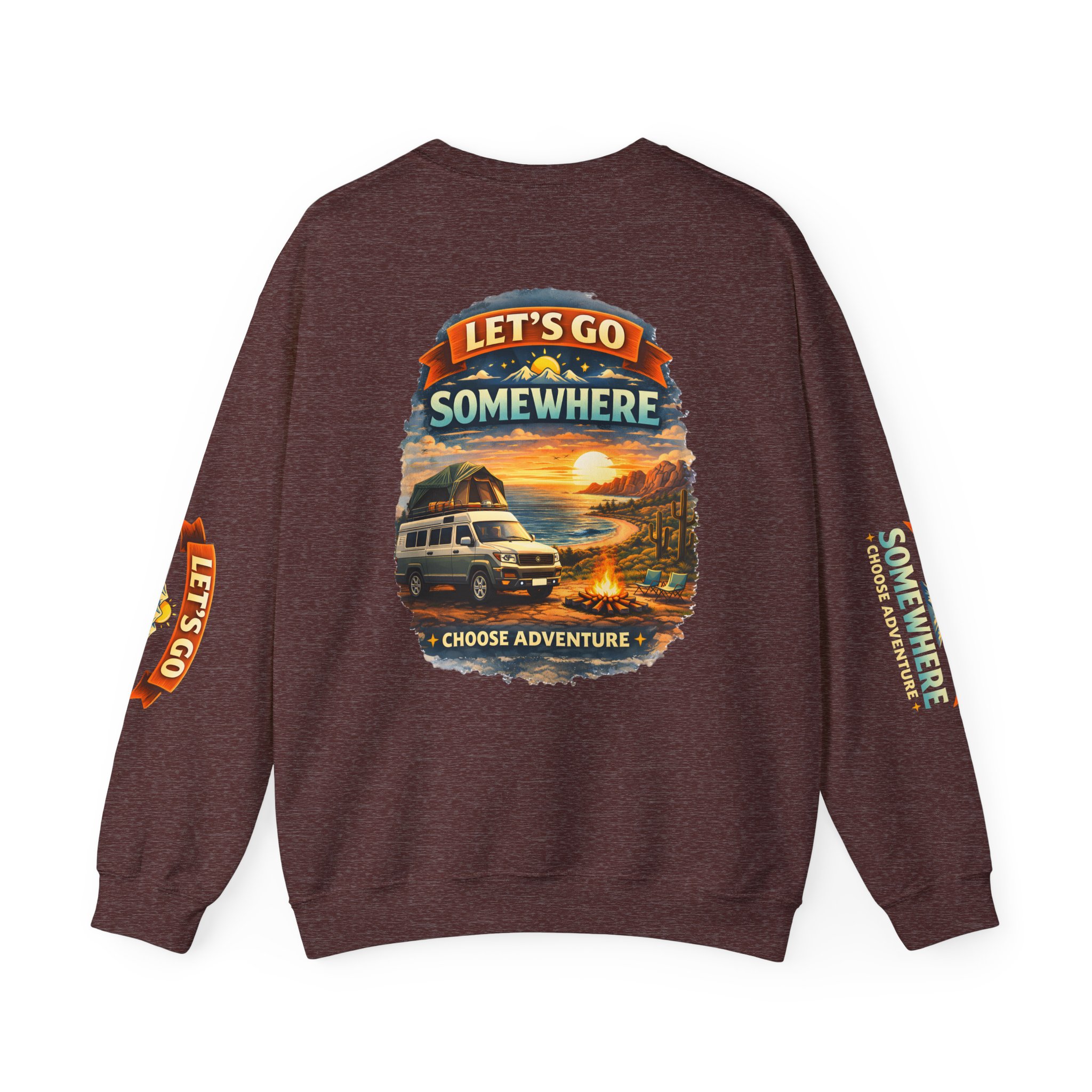 Unisex Heavy Blend™ Crewneck Sweatshirt — "Lets Go Somewhere" Design Scenic-Line