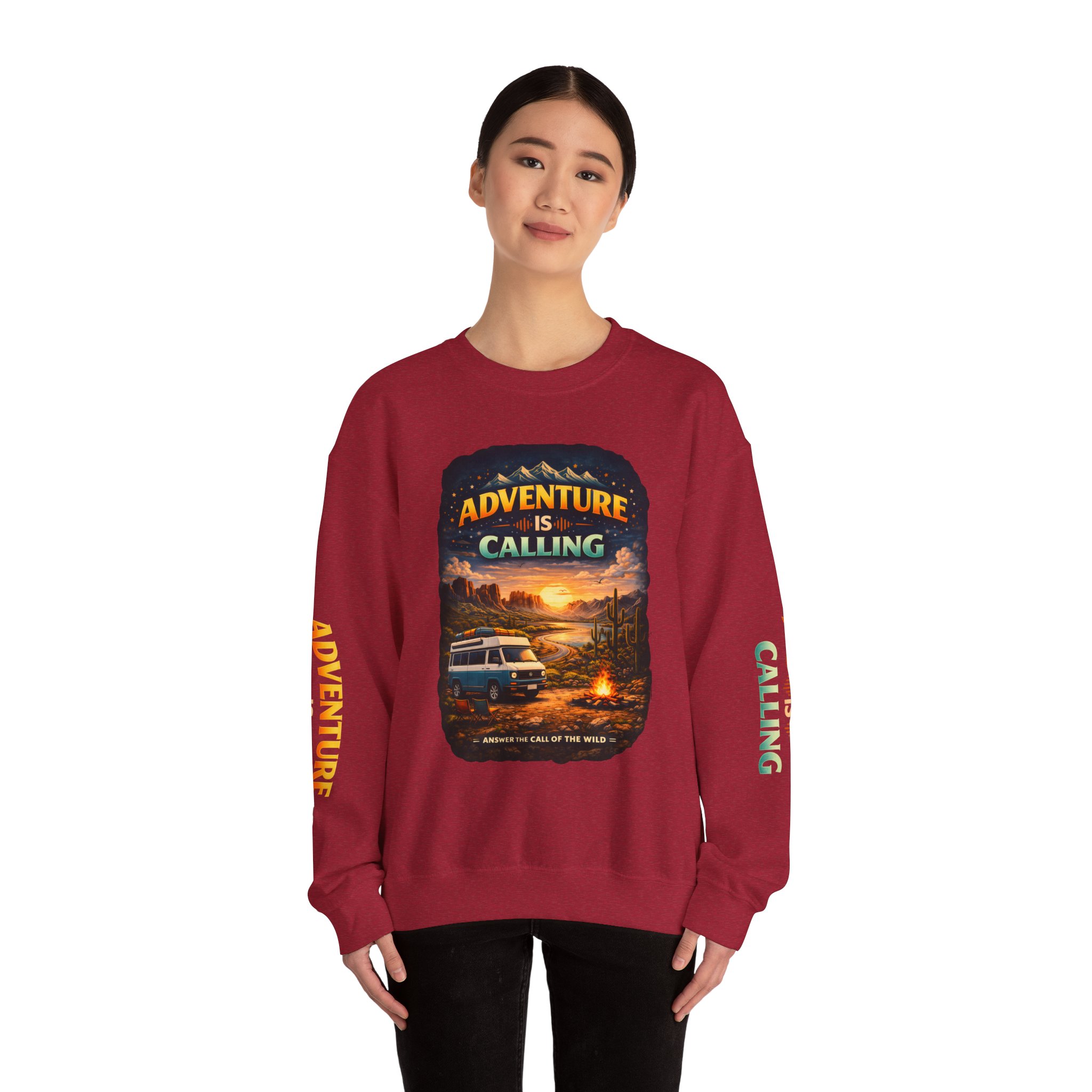 Unisex Heavy Blend™ Crewneck Sweatshirt — "Adventure Is Calling" Design Scenic-Line