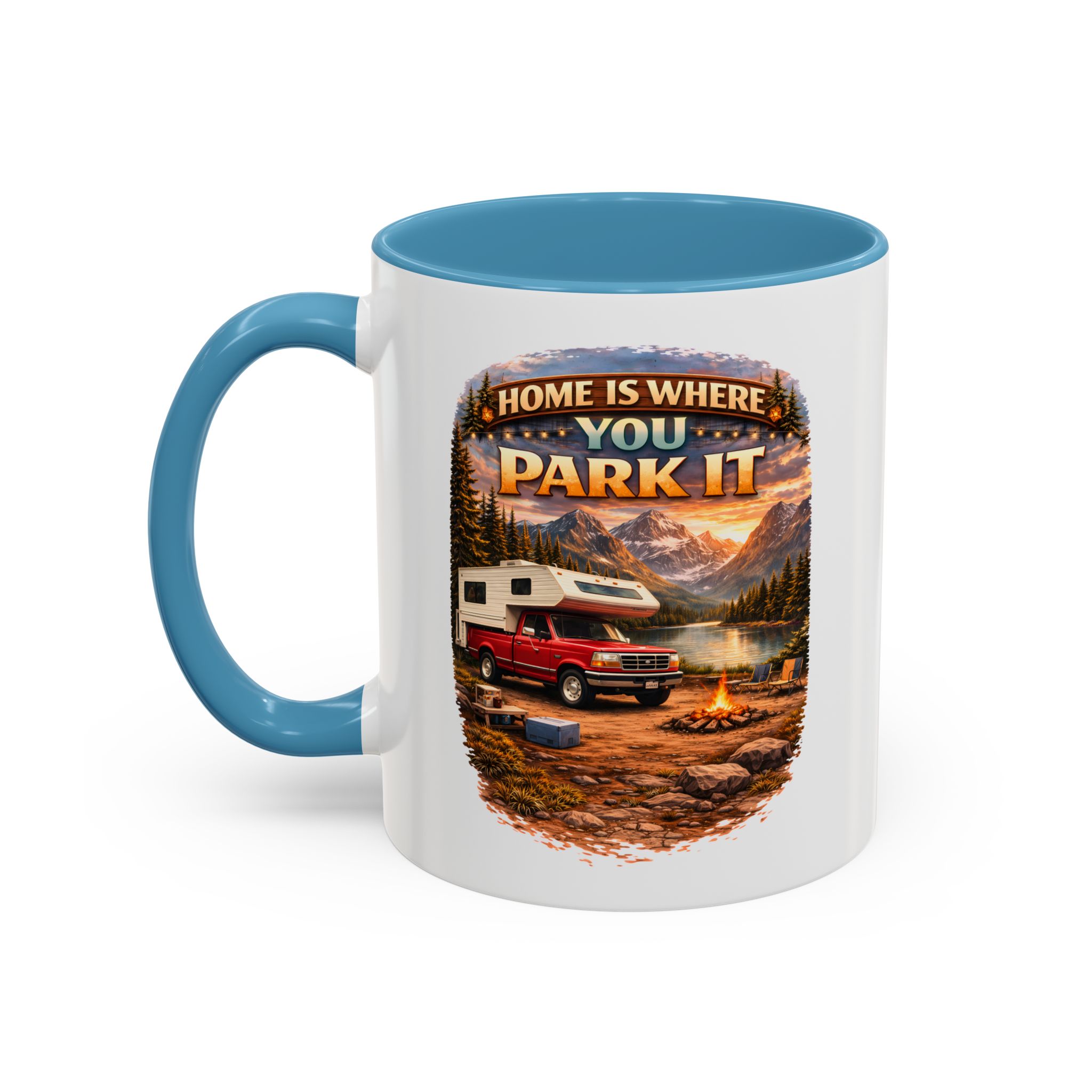 Accent Coffee Mug (11, 15oz) — "Home Is Where You Park It" Design Scenic-Line