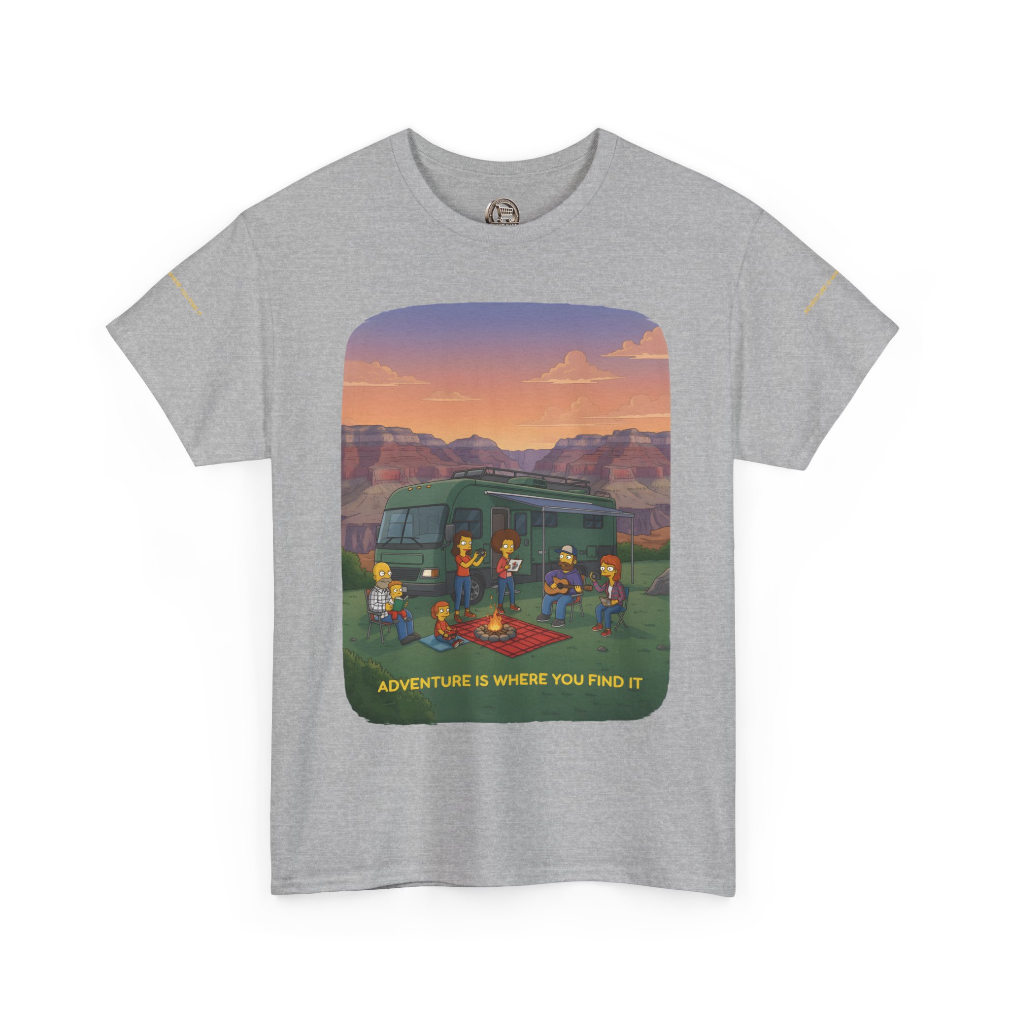 Unisex Heavy Cotton Tee — "Adventure Is Where You Find It" Design Sitcom-Line