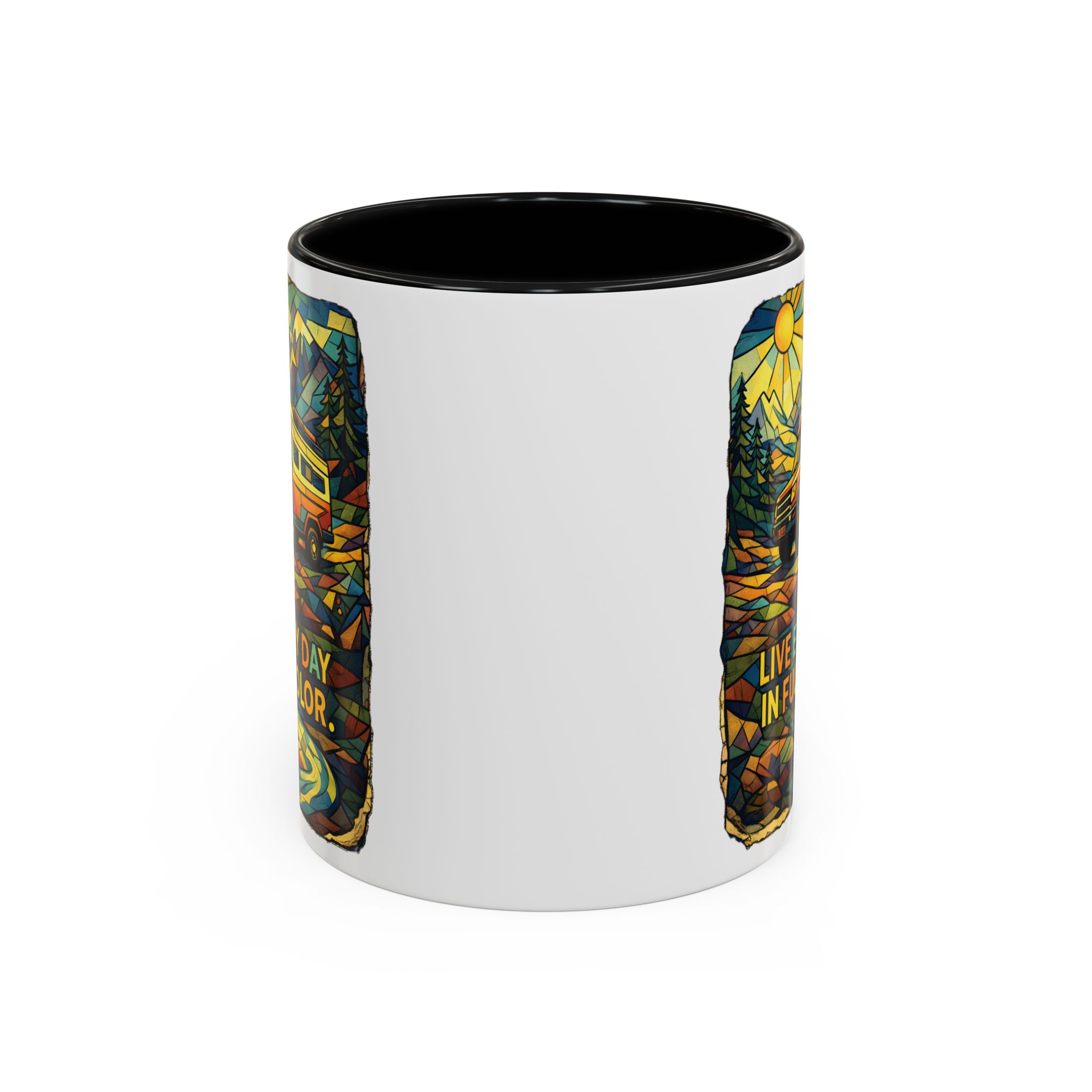 5070815500940801780_2048.jpeg Accent Coffee Mug (11, 15oz) — "Live Life Every Day In Full Color" Design Cubic-Line