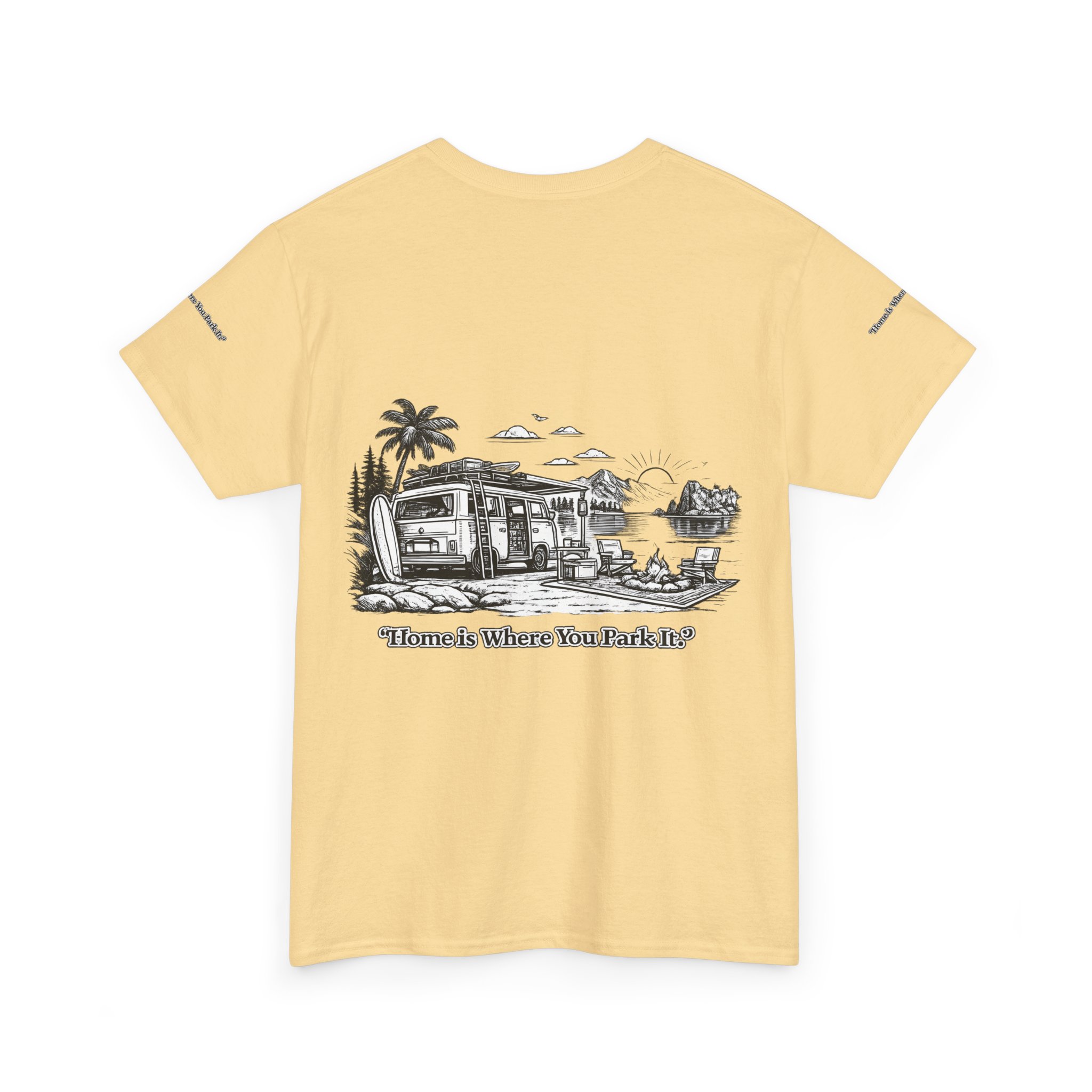 5075686667242185381_2048.jpeg Unisex Heavy Cotton Tee — "Home Is Where You Park It" Design Minimal-Line