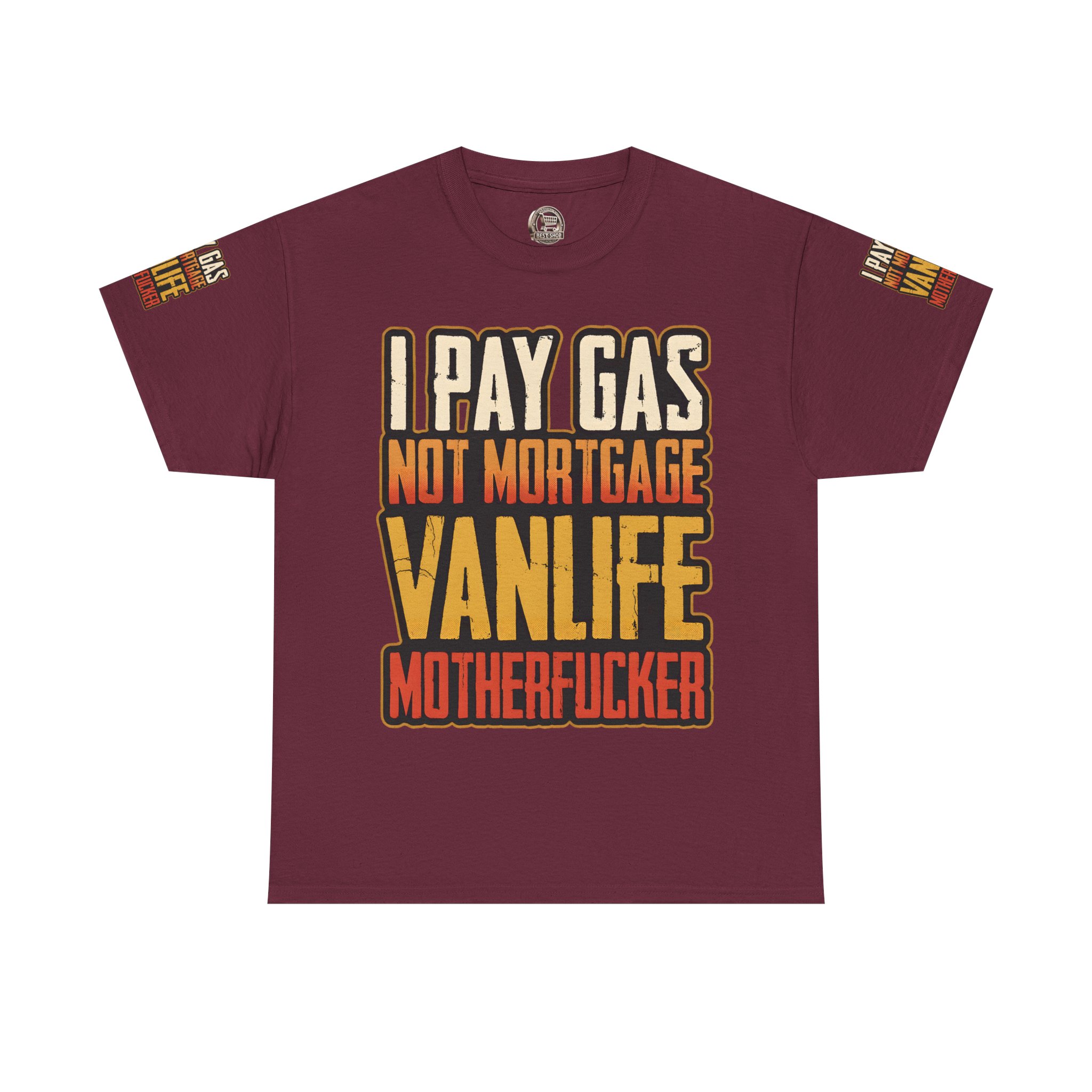 Unisex Heavy Cotton Tee — "I Pay Gas Not Mortgage" Design F**K-Line