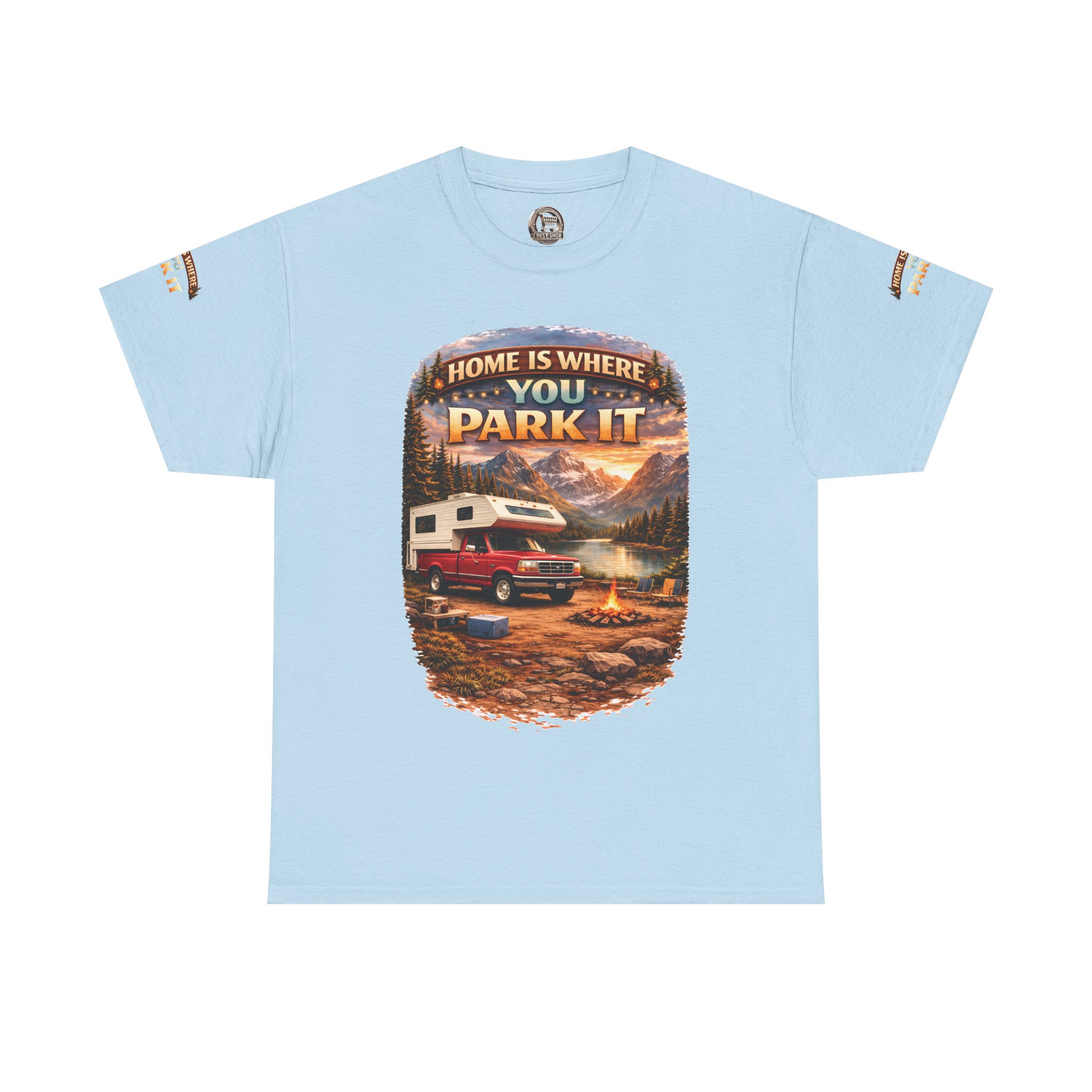 5076659918442794971_2048.jpeg Unisex Heavy Cotton Tee — "Home Is Where You Park It" Design Scenic-Line