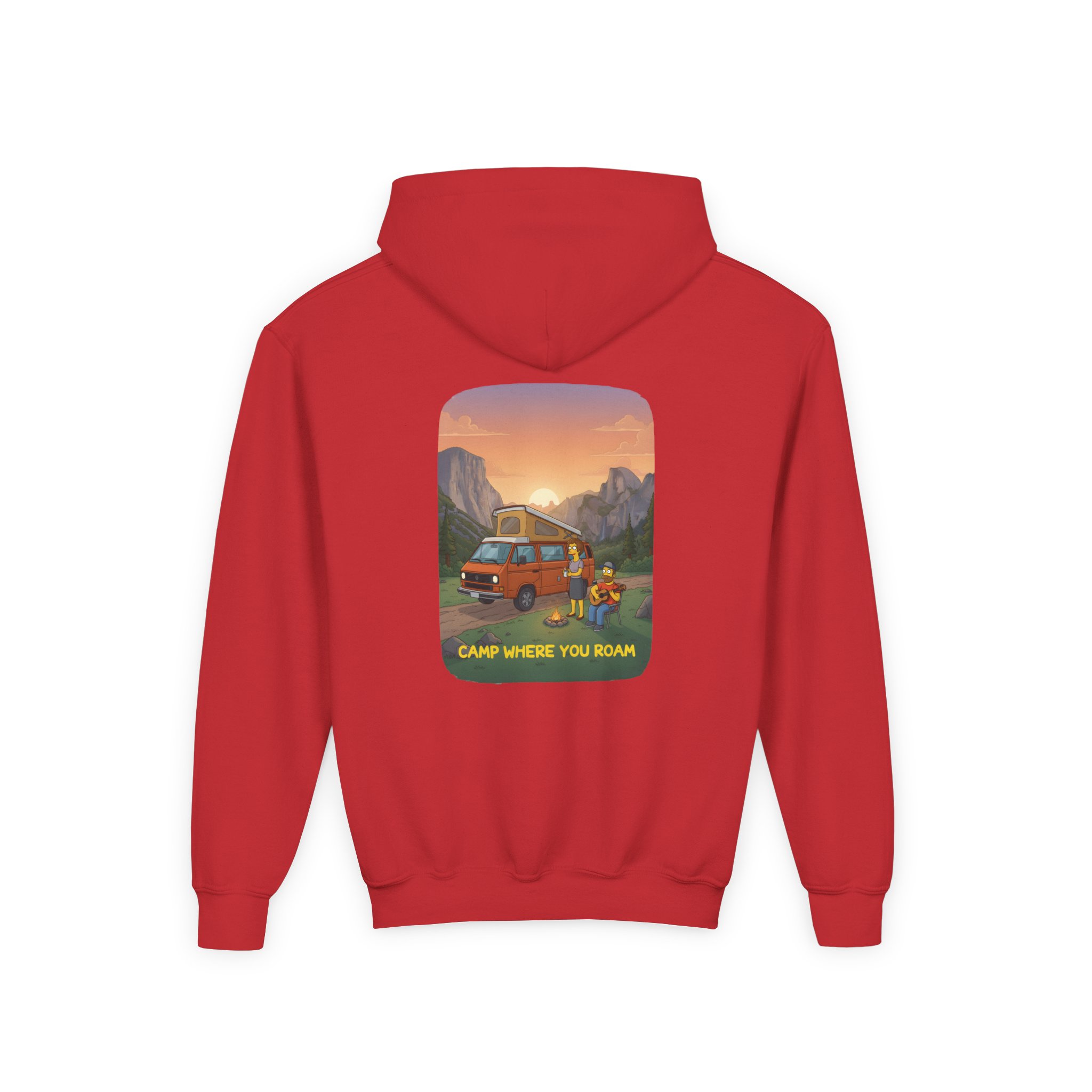 Youth Hoodie(Gildan) – "Camp Where You Roam" (Design Sitcom-Line)