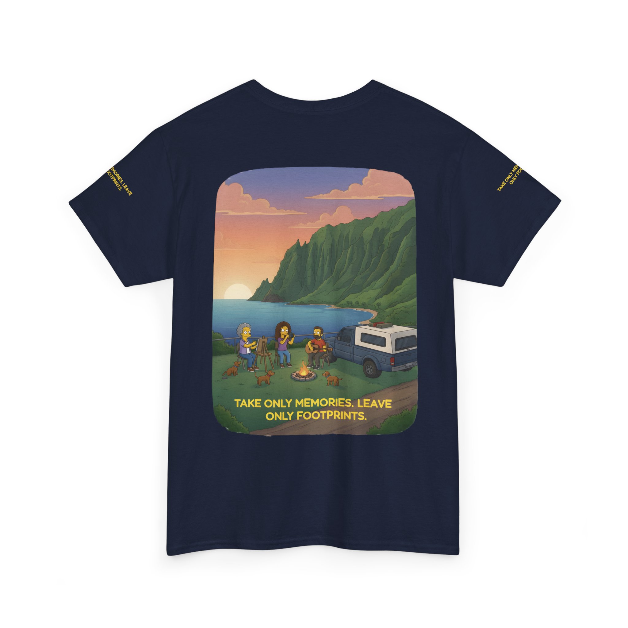 Unisex Heavy Cotton Tee — "Take Only Memories-Leave Only Footprints" Design Sitcom-Line