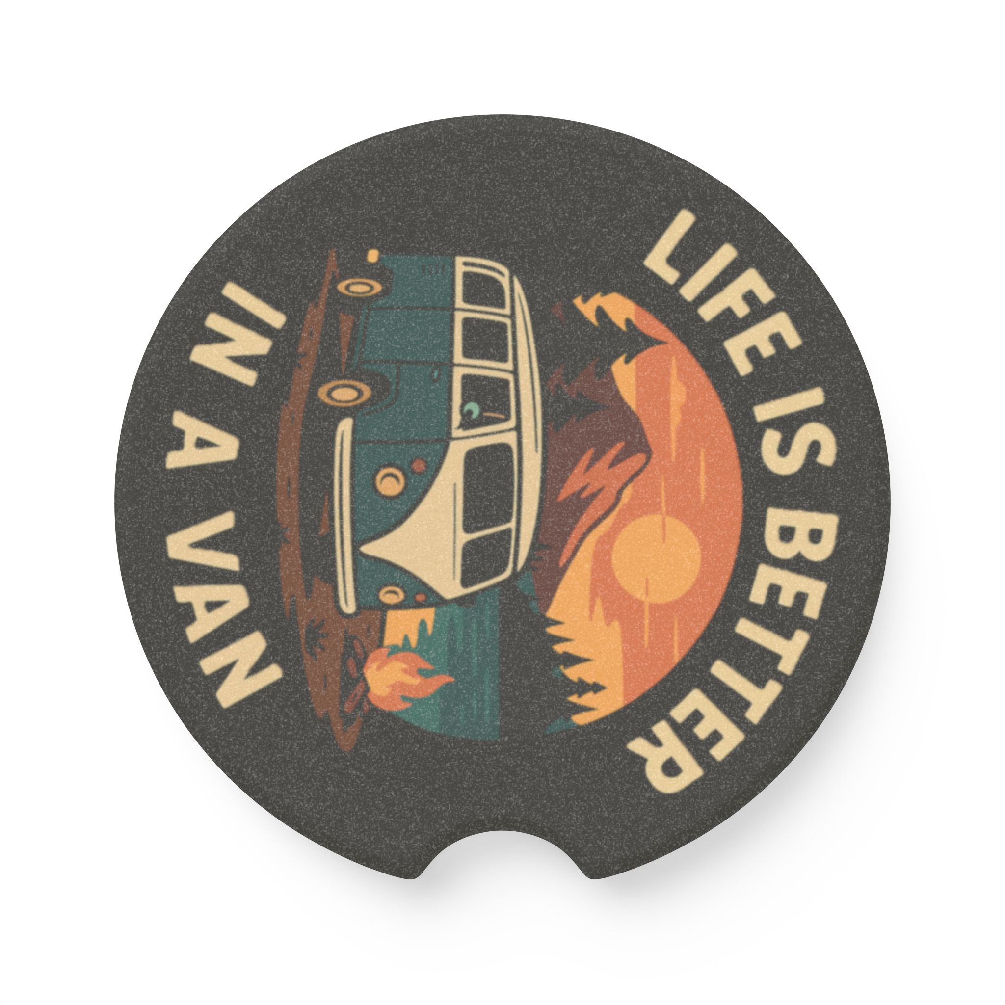 Soapstone Car Coaster — “Life Is Better in a Van” Vintage Camper Design