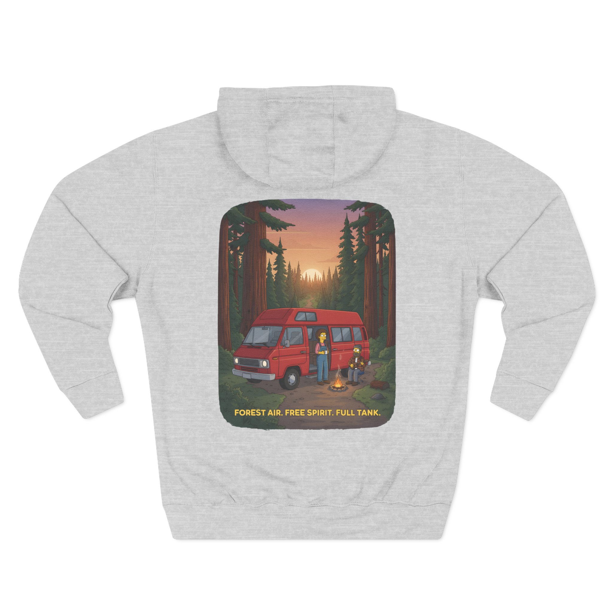 Three-Panel Fleece Hoodie - "Forest Air Free Spirit Full Tank" Design Sitcom-Line